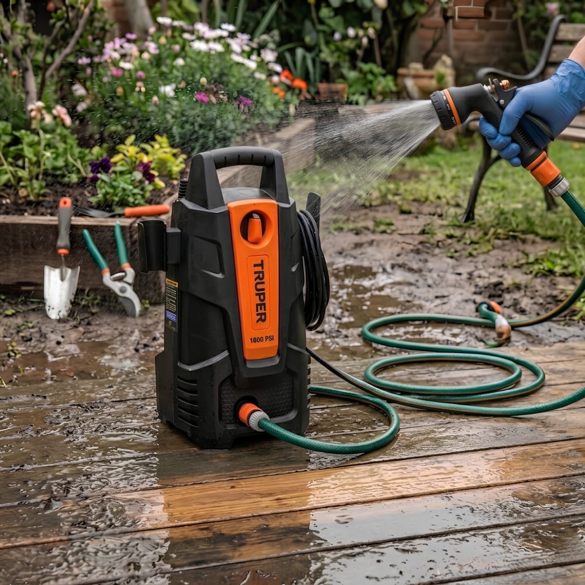 COMBO TRUPER HIDROLAVADORA 1500 PSI + MANGUERA 20 M + PISTOLA RIEGO - 2