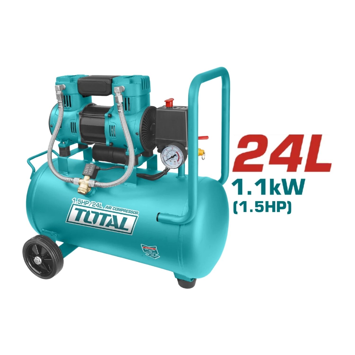 SET COMPRESORA TOTAL TCS1110242-5-TATK053-1 SILENCIOSA 24 LITROS + COMPRESOR 5 PIEZAS - 2