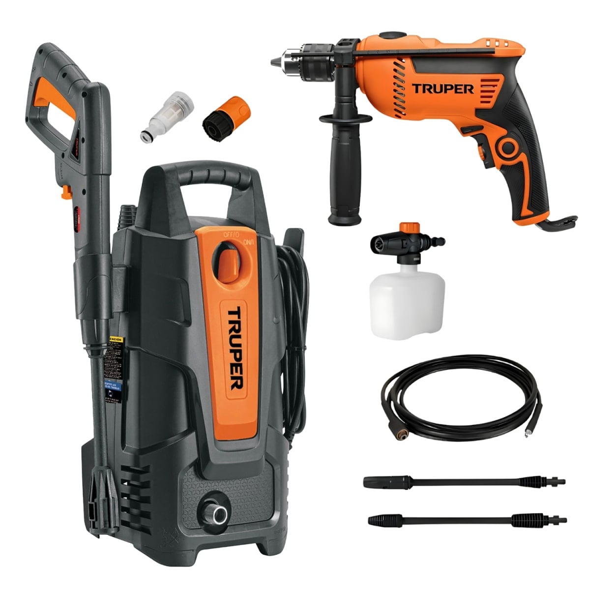 HIDROLAVADORA 1500 PSI + TALADRO PERCUTOR 600W TRUPER - 1