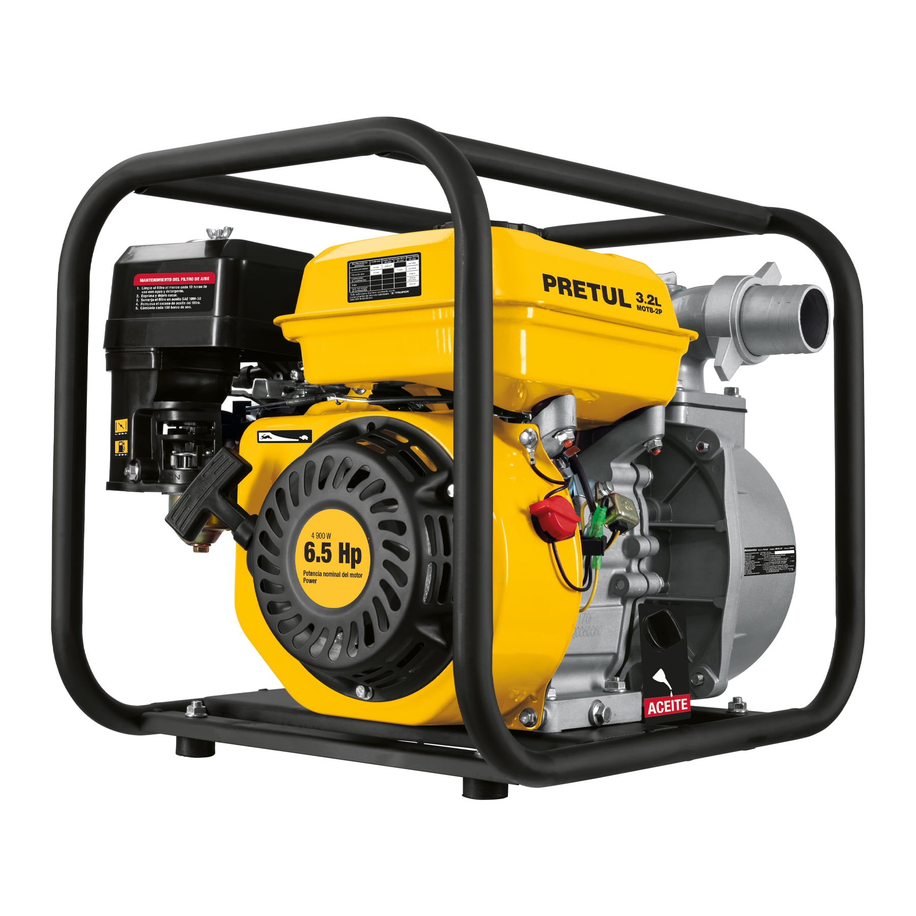 MOTOBOMBA AUTOCEBANTE 2' X 2' A GASOLINA 6 ½' HP PRETUL - 1