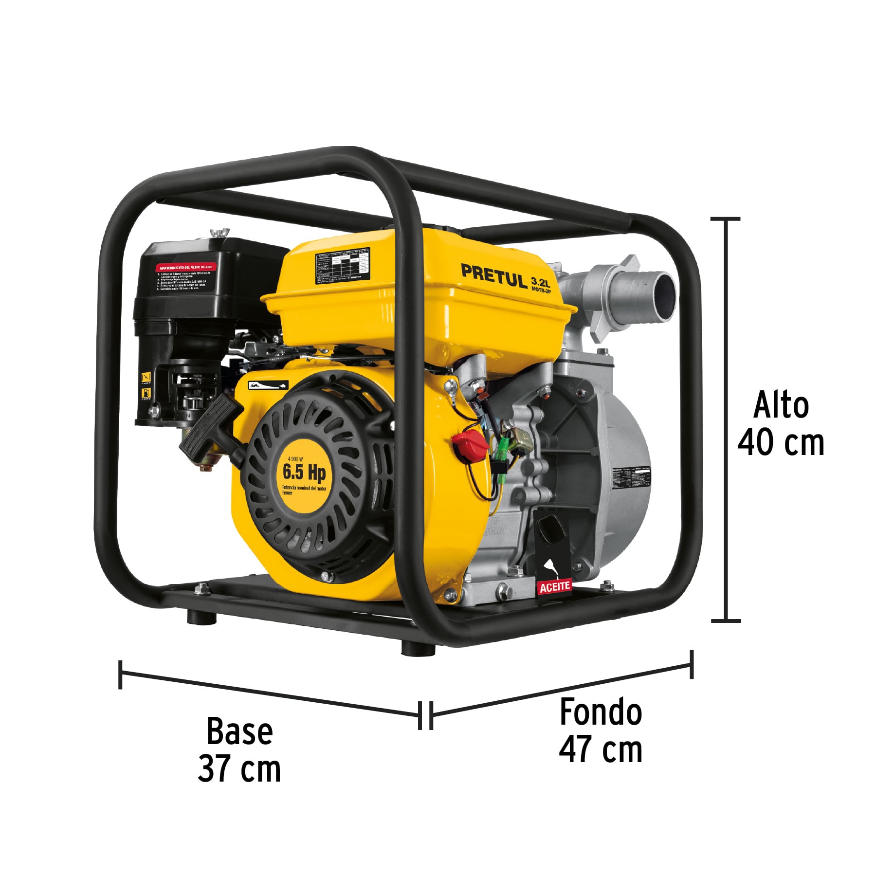 MOTOBOMBA AUTOCEBANTE 2' X 2' A GASOLINA 6 ½' HP PRETUL - 4