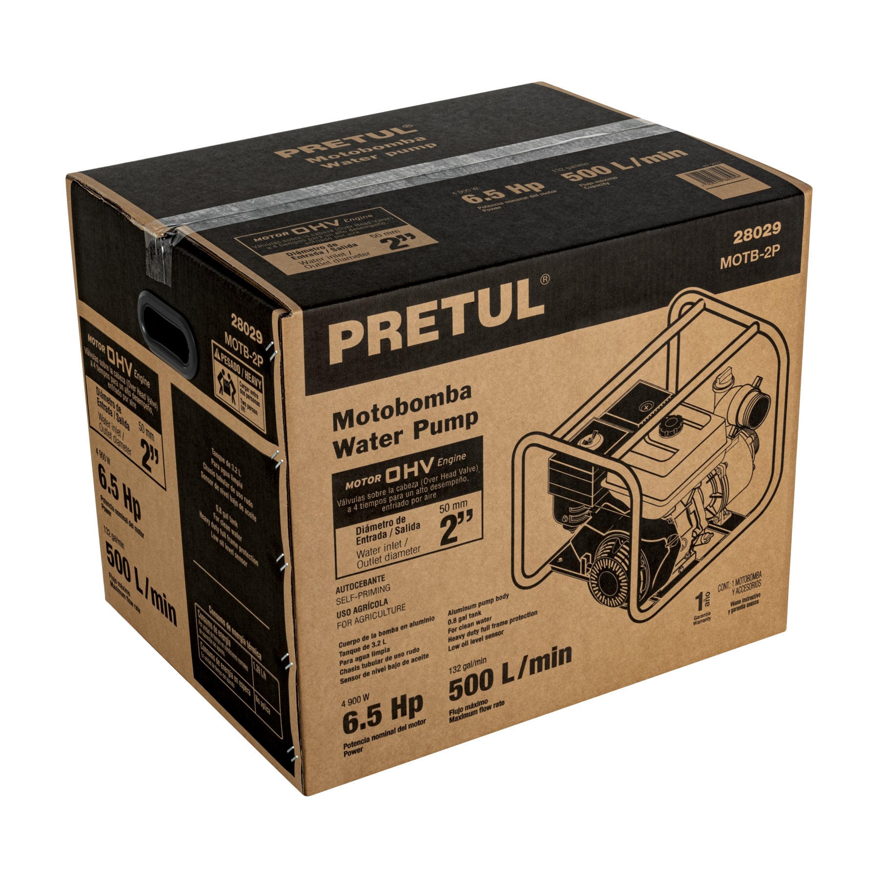 MOTOBOMBA AUTOCEBANTE 2' X 2' A GASOLINA 6 ½' HP PRETUL - 5
