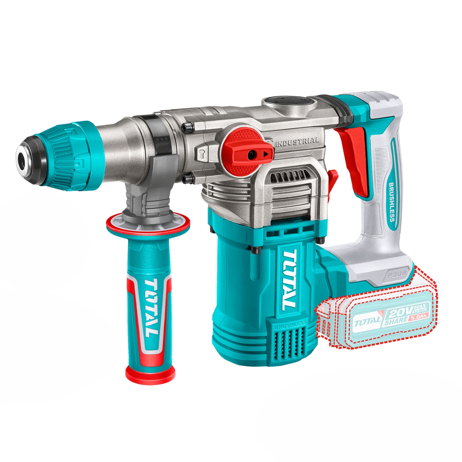 COMBO TALADRO PERCUTOR 66NM + LLAVE DE IMPACTO 400NM + ROTOMARTILLO 20V INALAMBRICO TOTAL - 3
