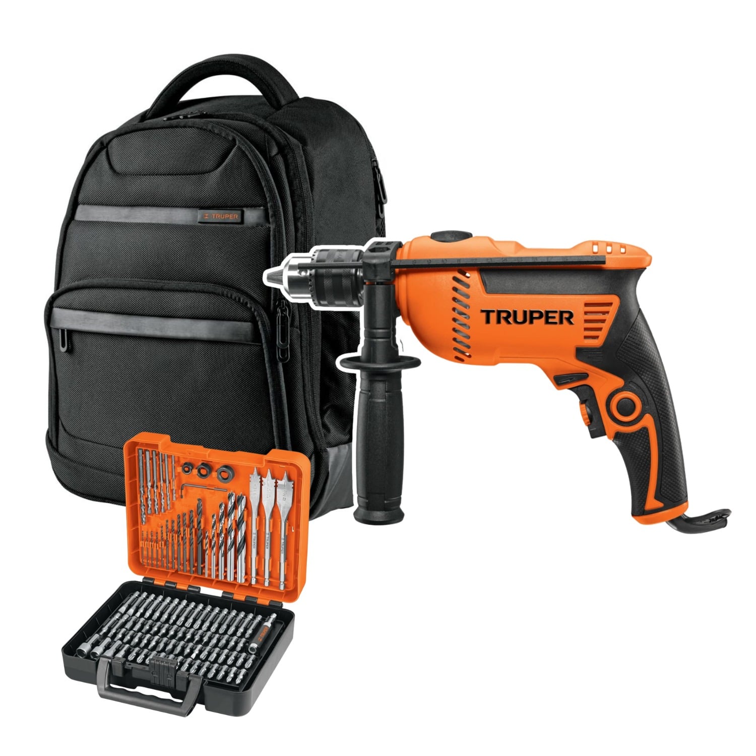 COMBO TALADRO 600W + 100 BROCAS Y PUNTAS + MOCHILA TRUPER - 1