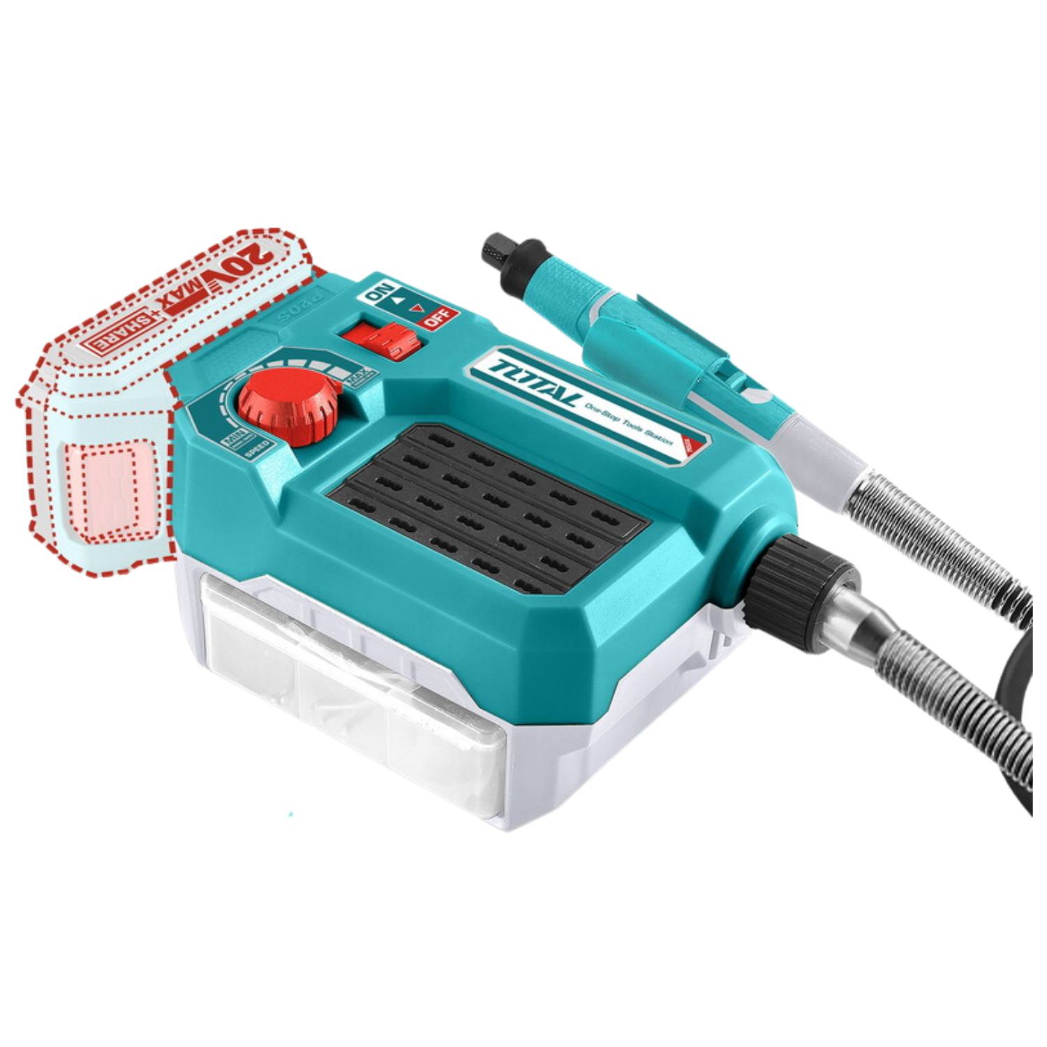 MINI GRINDER AMOLADORA CON 40 PIEZAS 20V BATERÍA 2AH Y CARGADOR TOTAL - 4