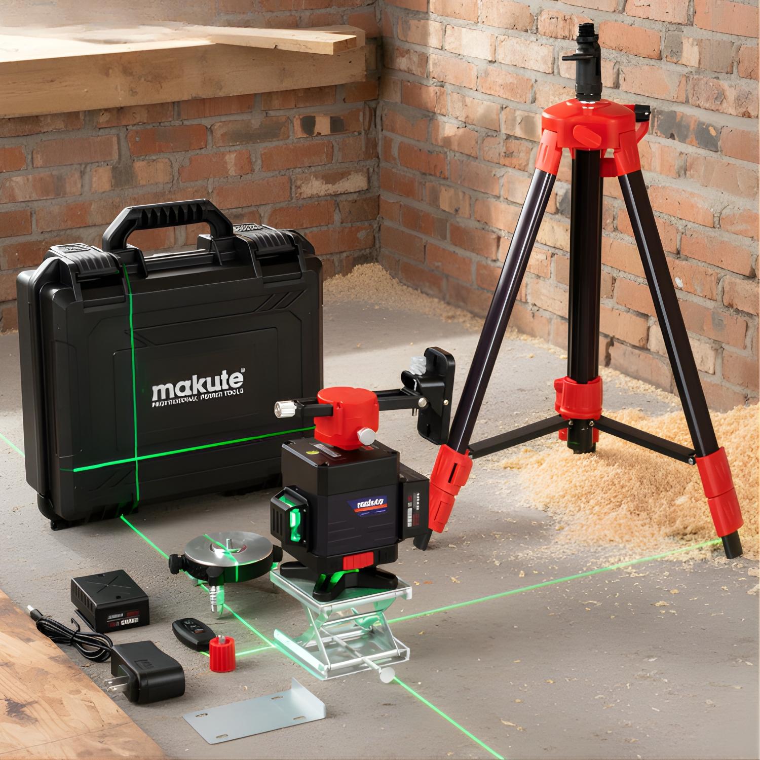 NIVEL LASER 12 LINEAS CON TRIPODE Y MALETIN MAKUTE - 2