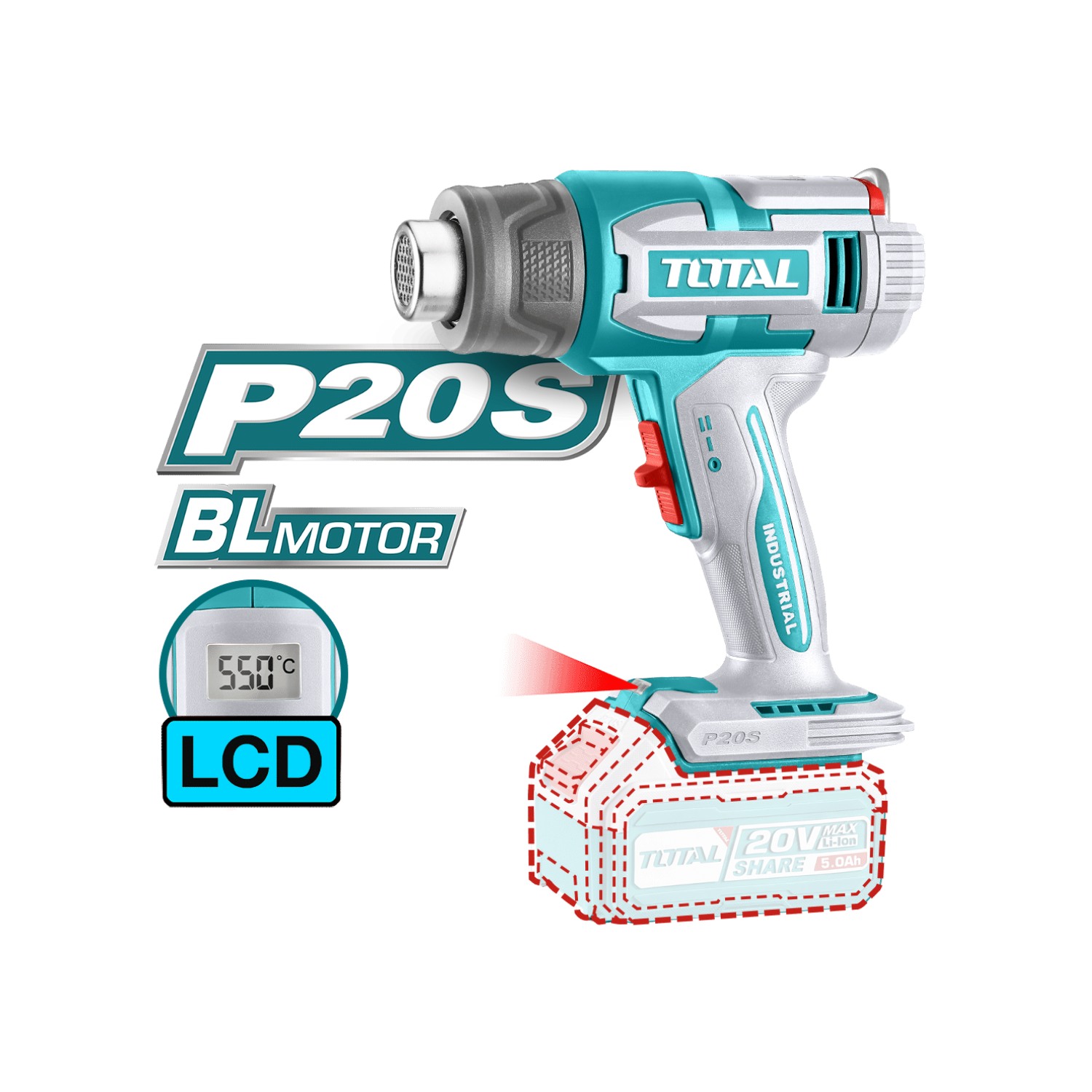 COMBO LLAVE DE IMPACTO + PISTOLA DE CALOR + PULIDORA INDUSTRIAL TOTAL - 5