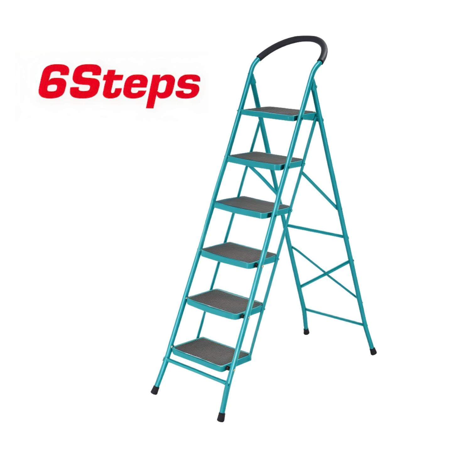 ESCALERA TUBULAR DE ACERO 6 PELDAÑOS SOPORTA 150KG TOTAL - 2
