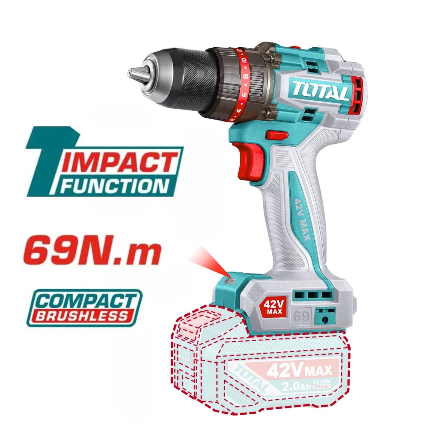 TALADRO PERCUTOR 69NM + 1 BATERÍA Y CARGADOR 42V TOTAL - 3