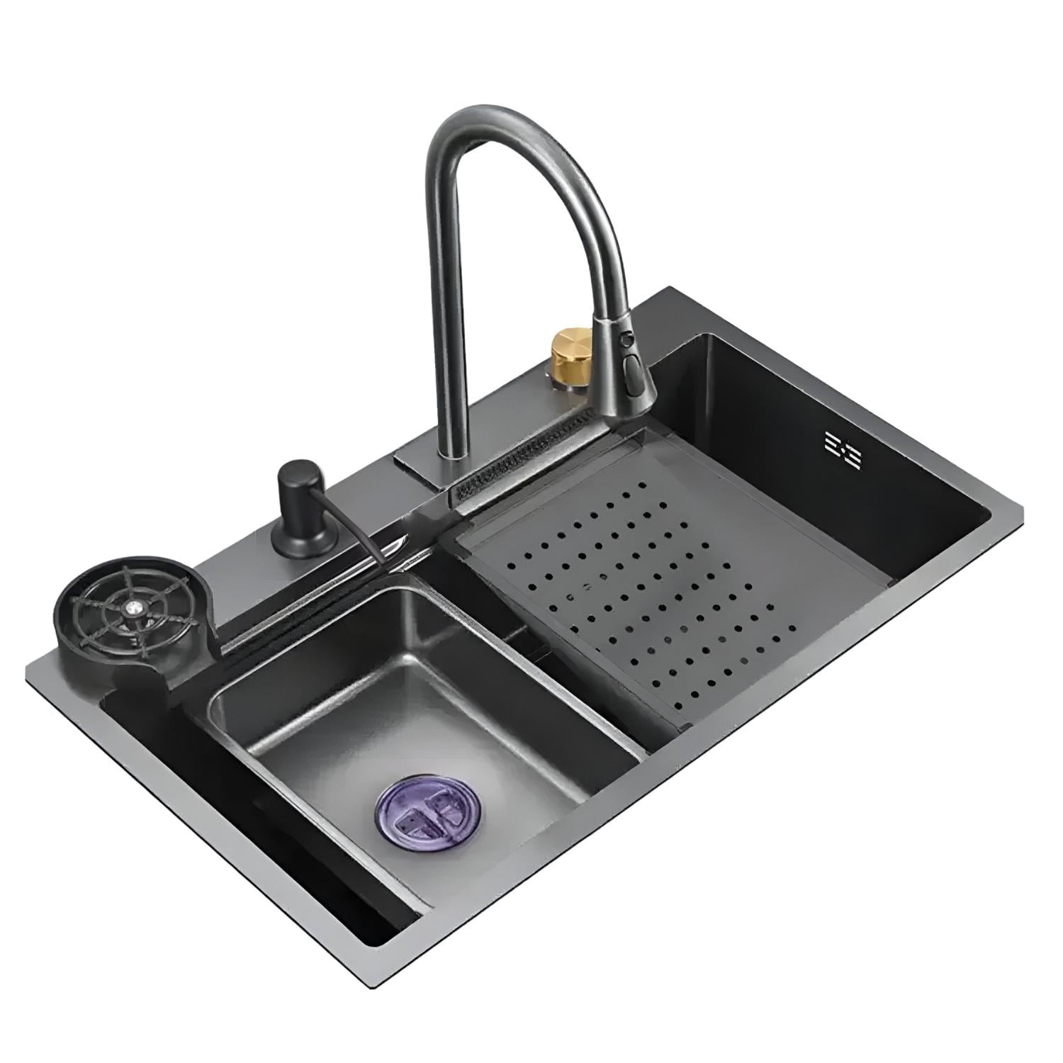 LAVADERO DE COCINA MULTIFUNCIONAL PREMIUM CROMADO ALFA AFL-554 - 1