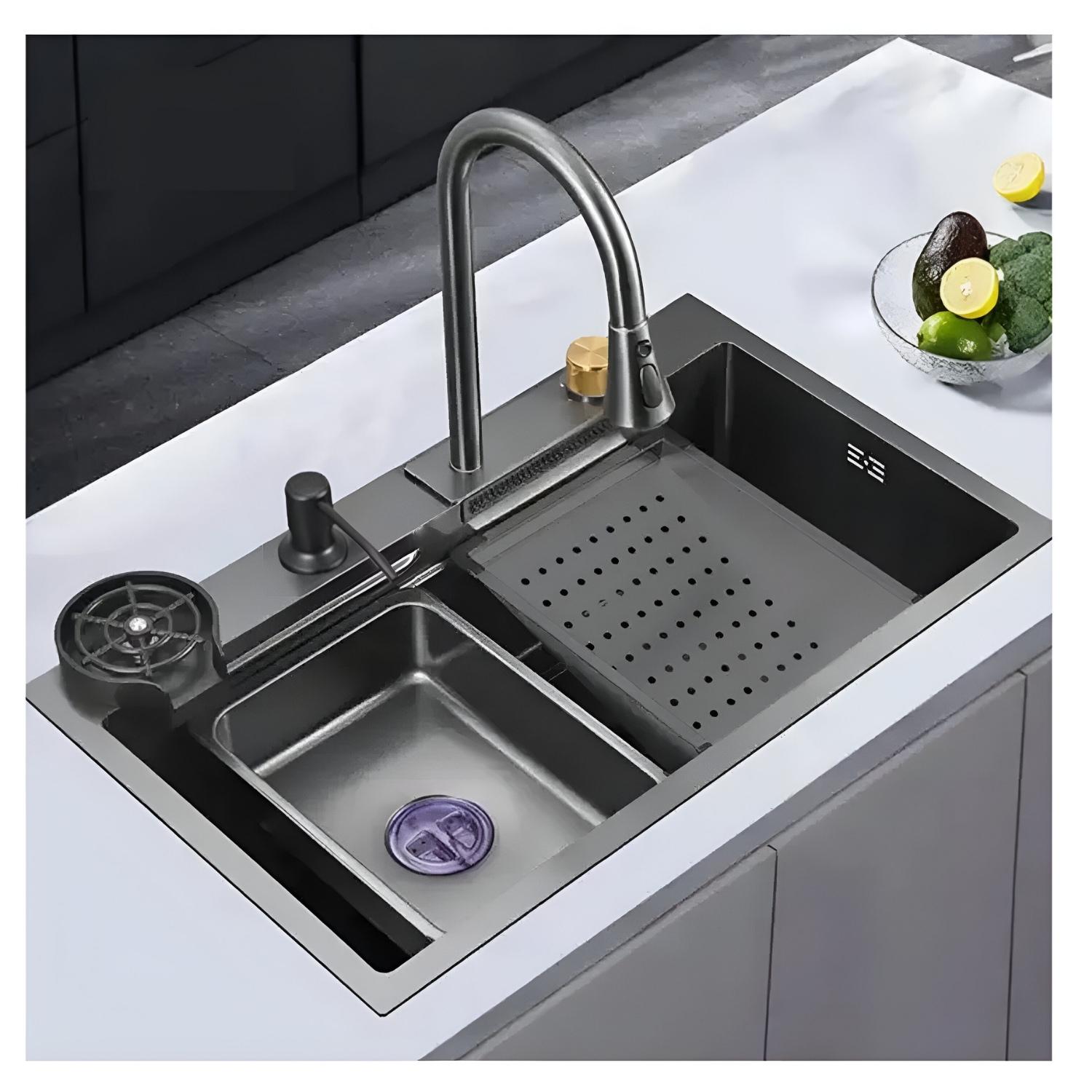LAVADERO DE COCINA MULTIFUNCIONAL PREMIUM CROMADO ALFA AFL-554 - 5