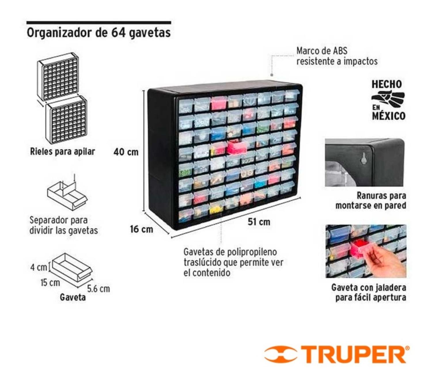 ORGANIZADOR 20 PULGADAS CON 64 COMPARTIMENTOS TRUPER - 5