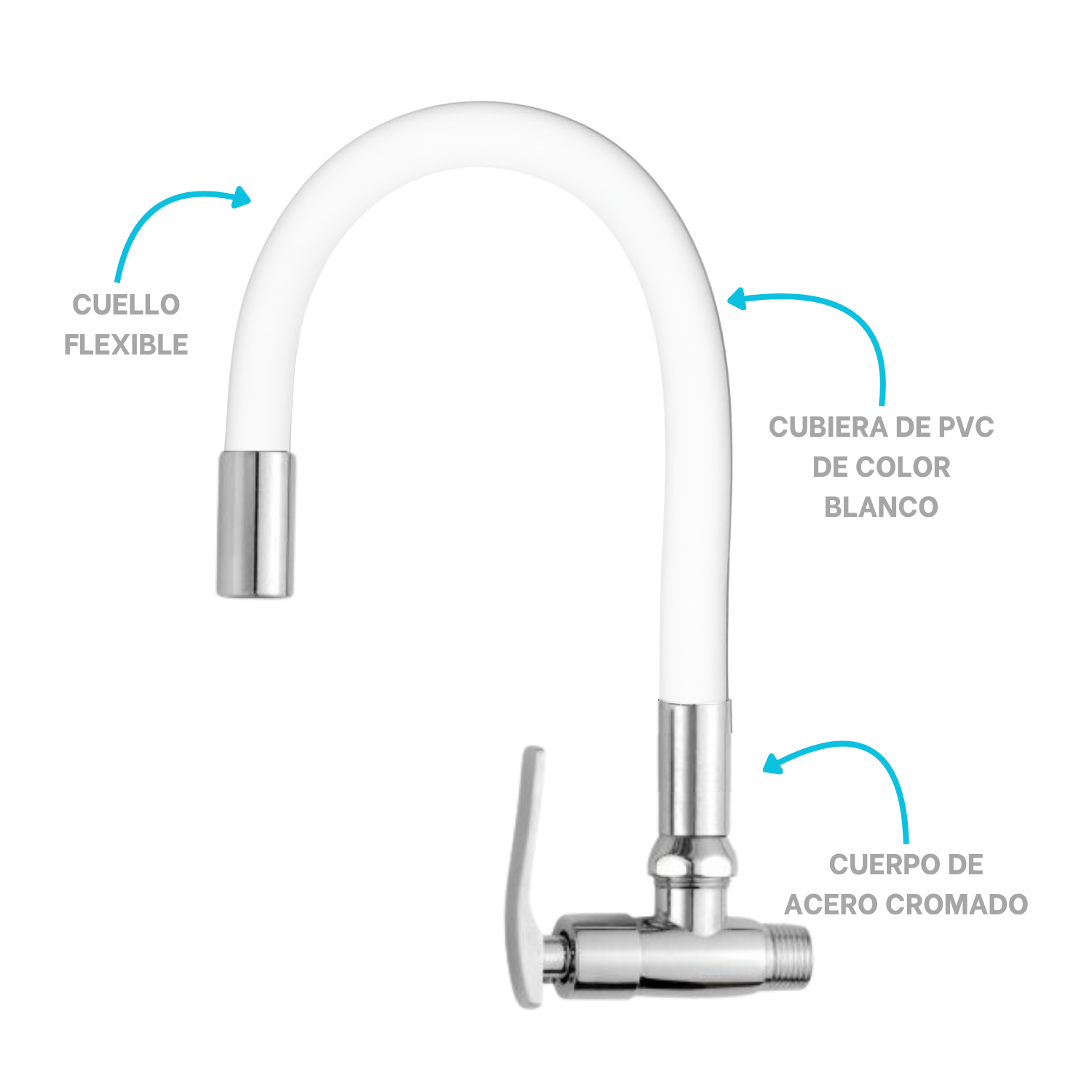 CAÑO DE LAVADERO FLEXIBLE PARA PARED CYA NEGRO GRIS BLANCO - 2