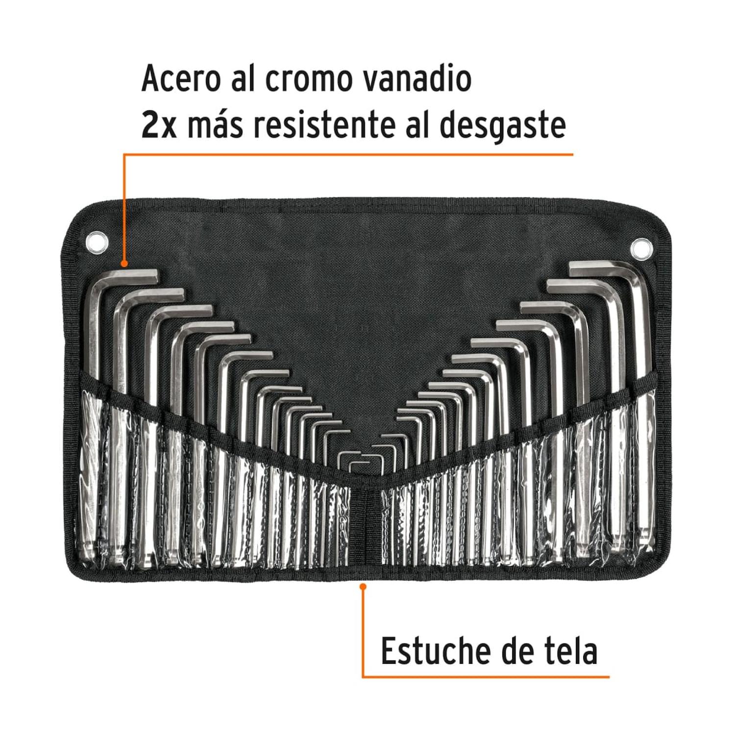 JUEGO 30 LLAVES ALLEN LARGAS STD Y MM PUNTA BOLA, ESTUCHE TRUPER - 2