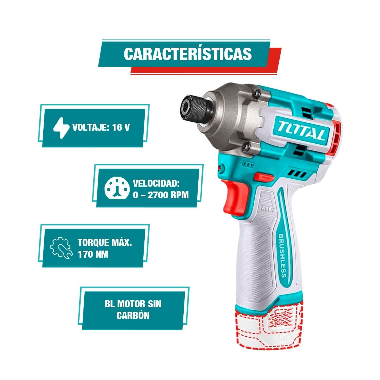 ATORNILLADOR DE IMPACTO 16V + PUNTERAS DE ALTO IMPACTO TOTAL - 6