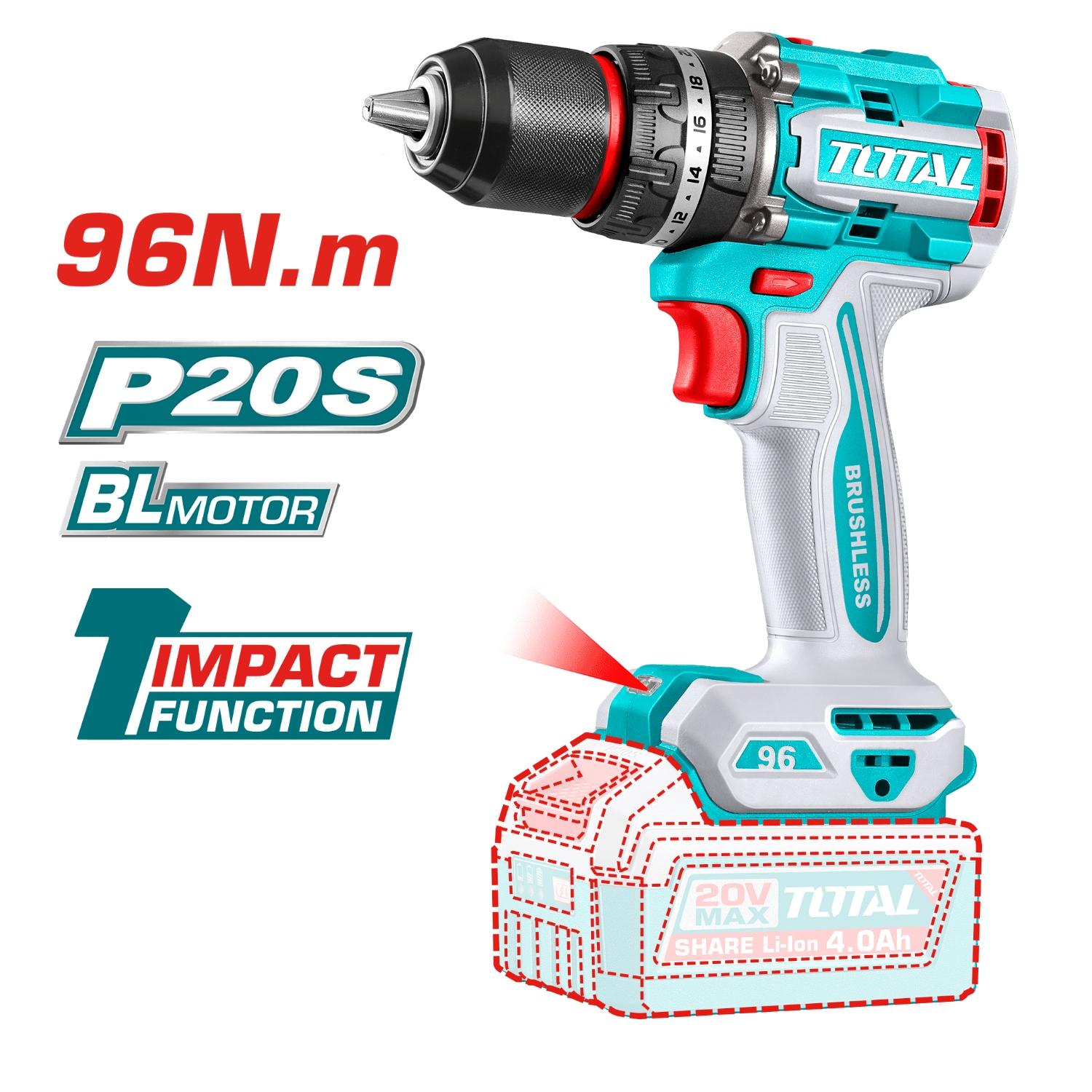 TALADRO PERCUTOR 96NM + LLAVE DE IMPACTO 850NM 20V TOTAL - 4