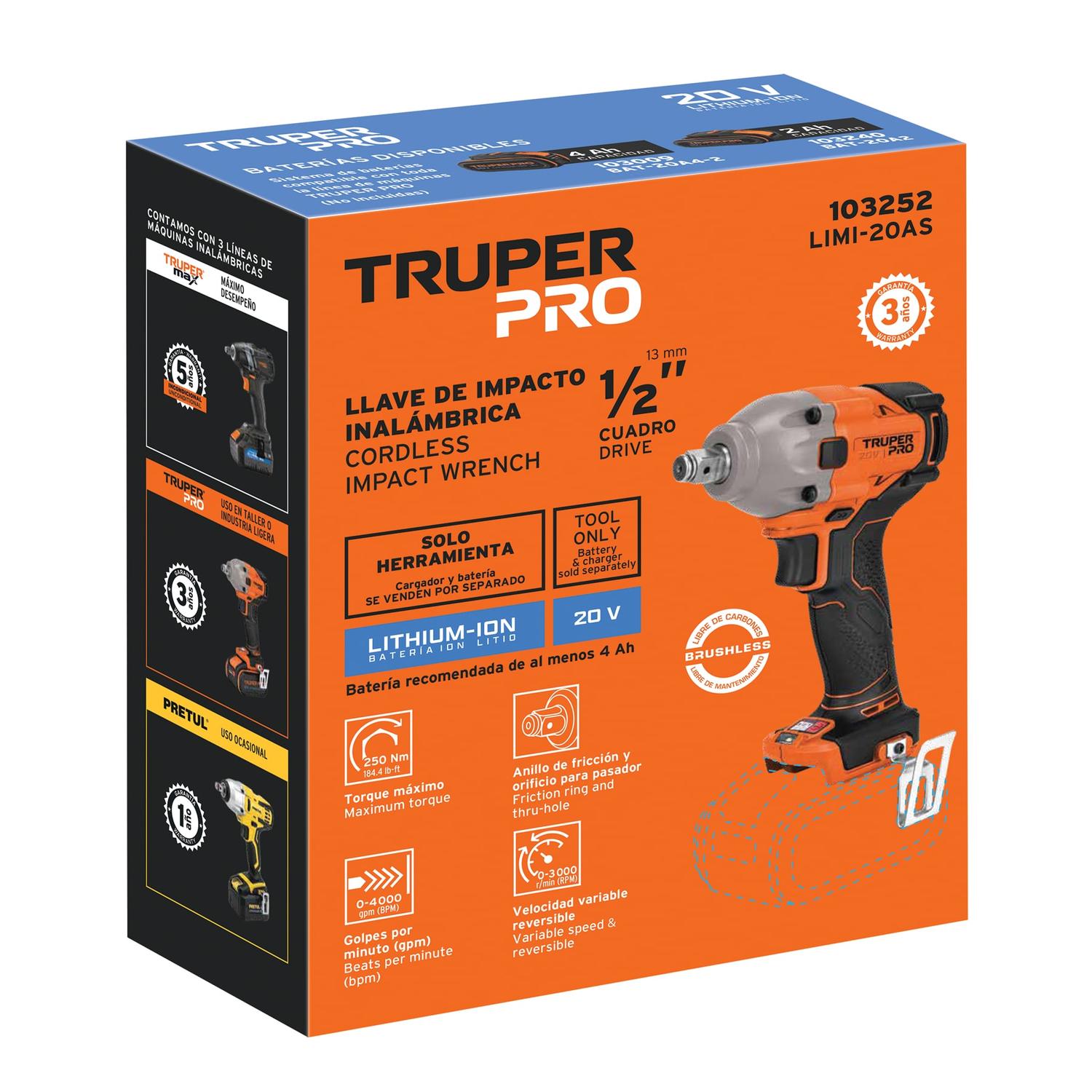 LLAVE DE IMPACTO 20V (SOLO CABEZAL) TRUPER 103252 - 6