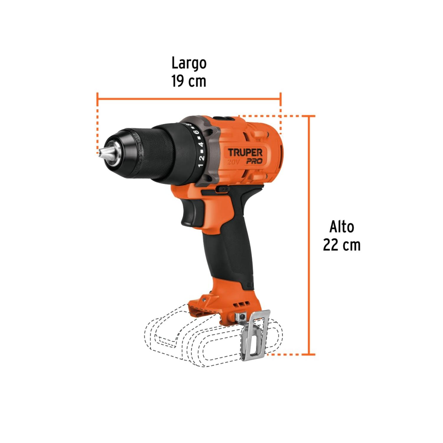TALADRO ATORNILLADOR 20V + 2 BATERIAS 2AH + CARGADOR TRUPER - 6