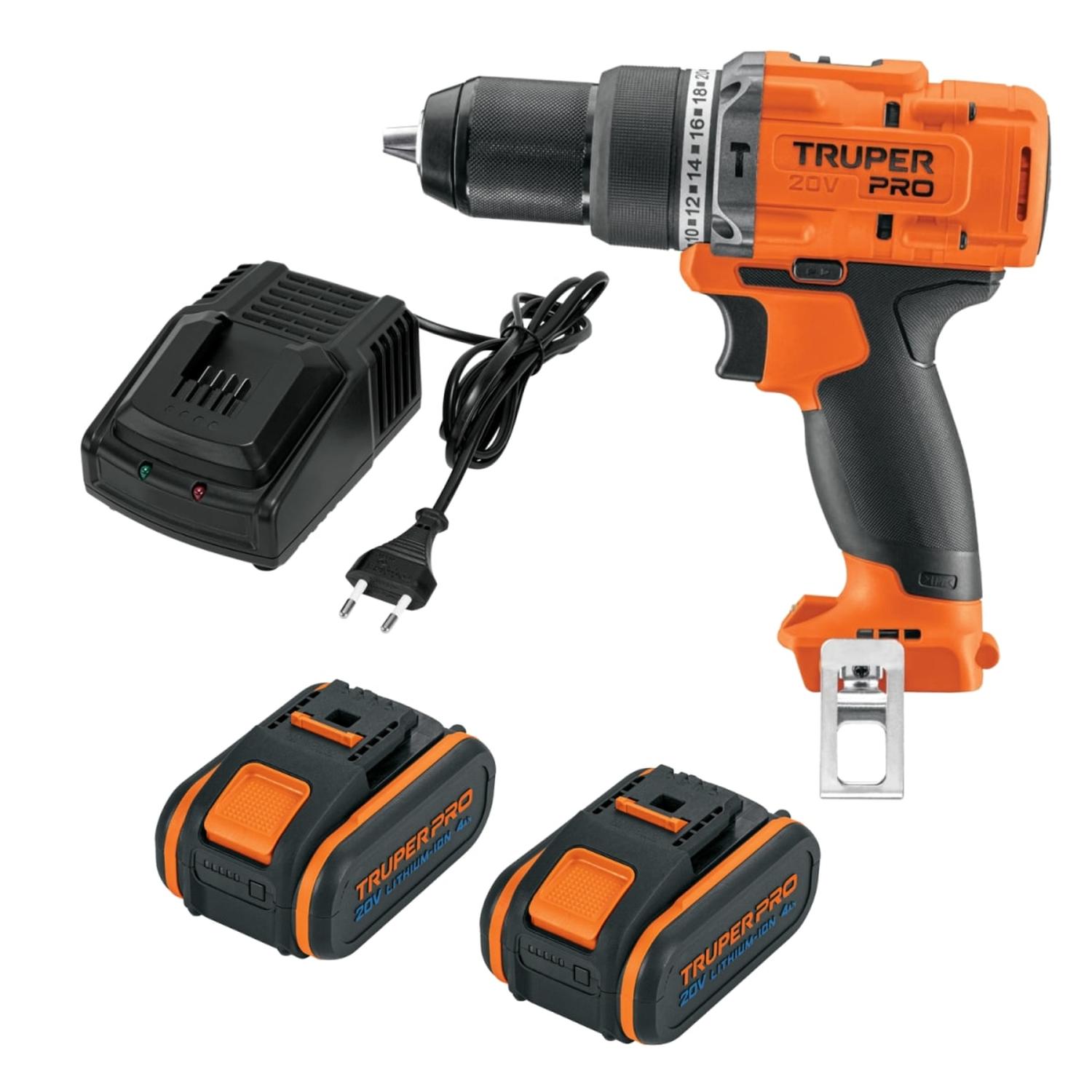 TALADRO PERCUTOR 20V + 2 BATERIAS 4 AH + CARGADOR TRUPER - 1