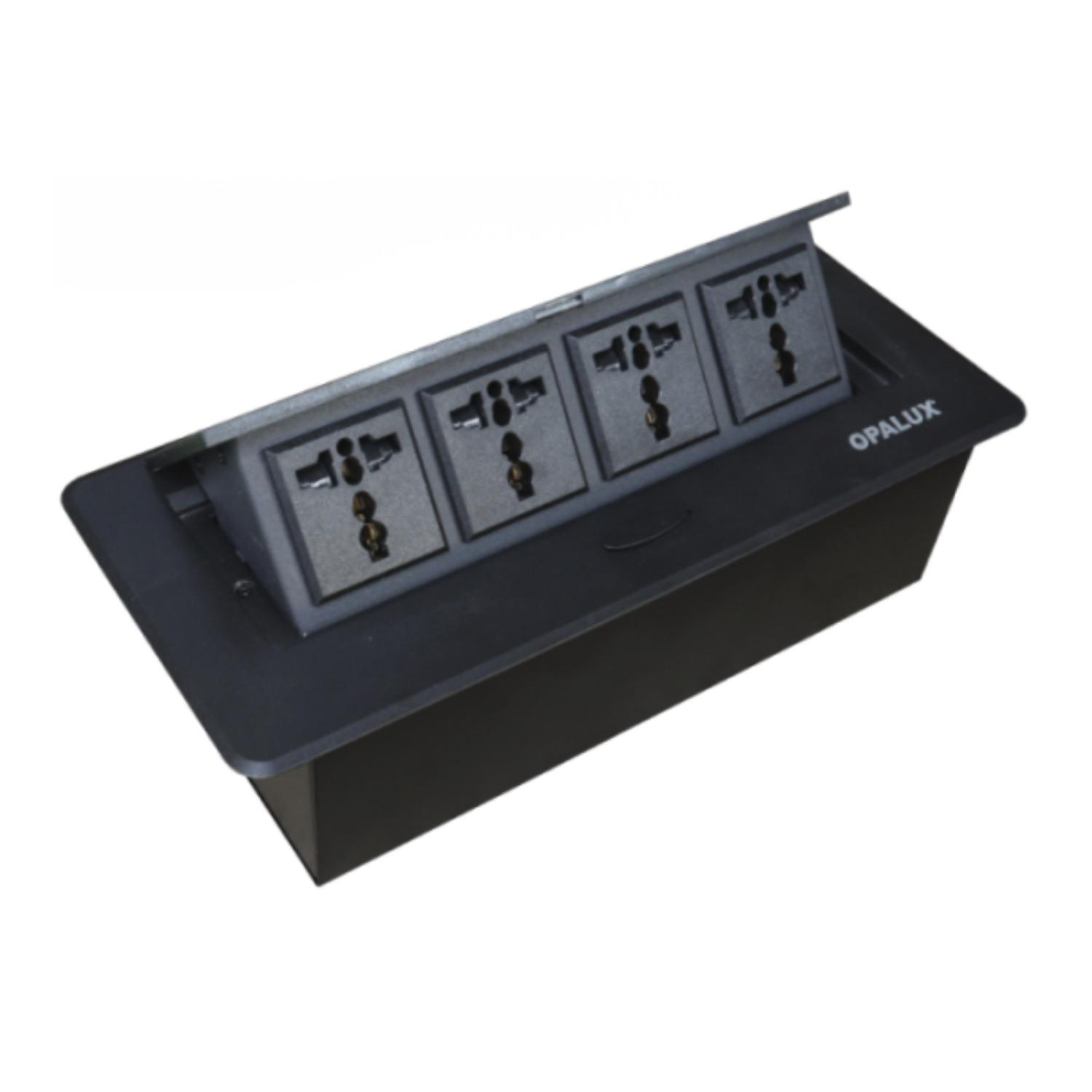 TOMACORRIENTE PARA MUEBLE 4 TOMAS COLOR NEGRO OPALUX - 1