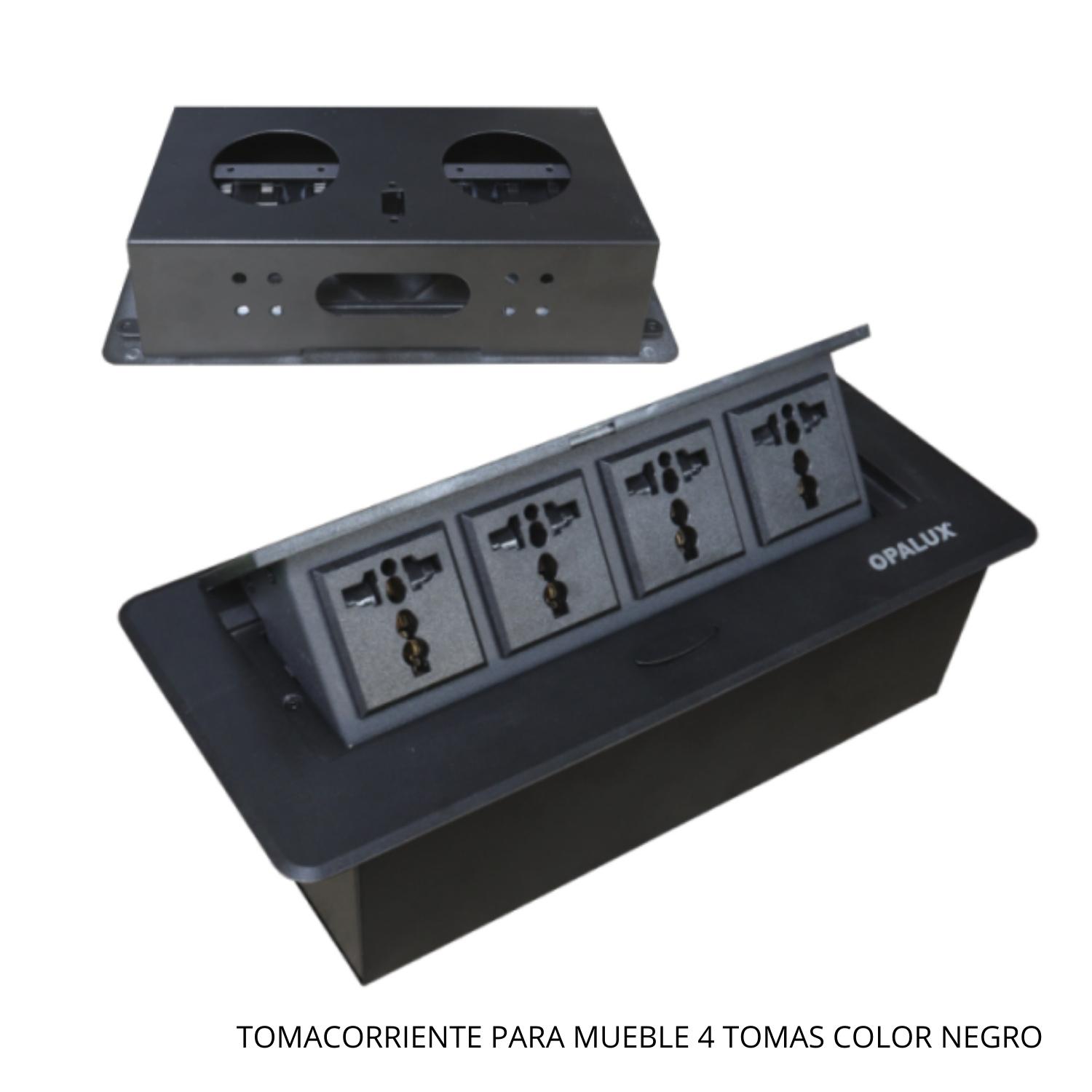 TOMACORRIENTE PARA MUEBLE 4 TOMAS COLOR NEGRO OPALUX - 4