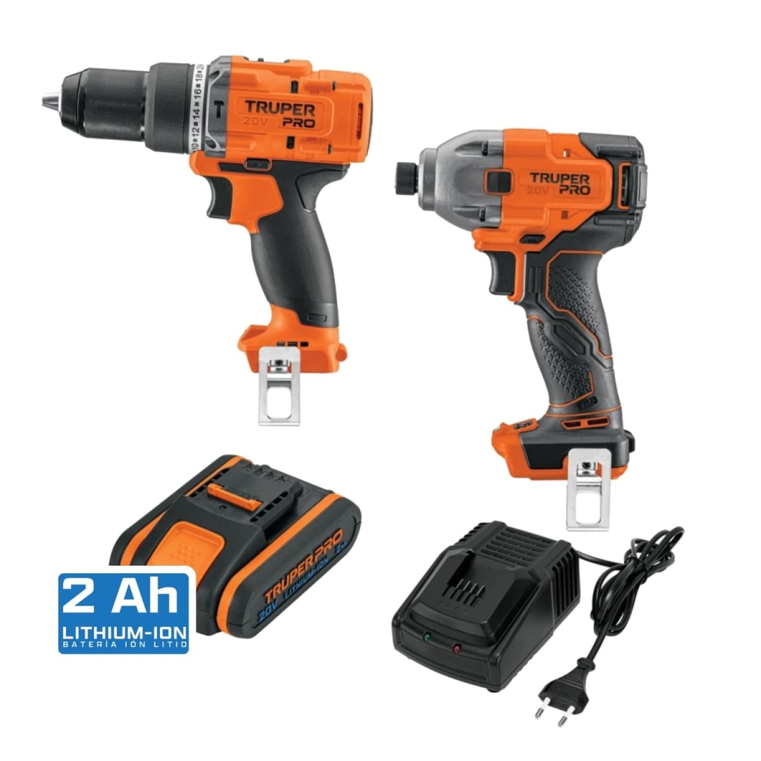 TALADRO PERCUTOR + ATORNILLADOR DE IMPACTO +1 BAT 20V TRUPER - 1