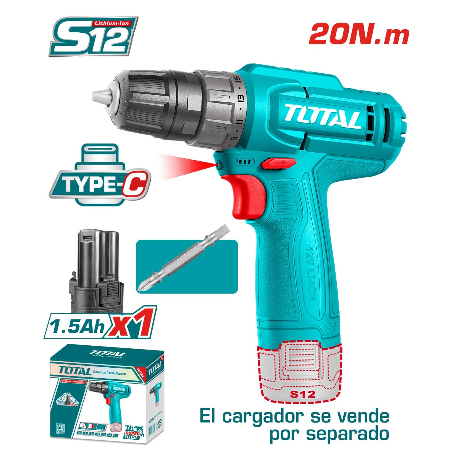 TALADRO ATORNILLADOR 12V + BATERIA TIPO C TOTAL - 4