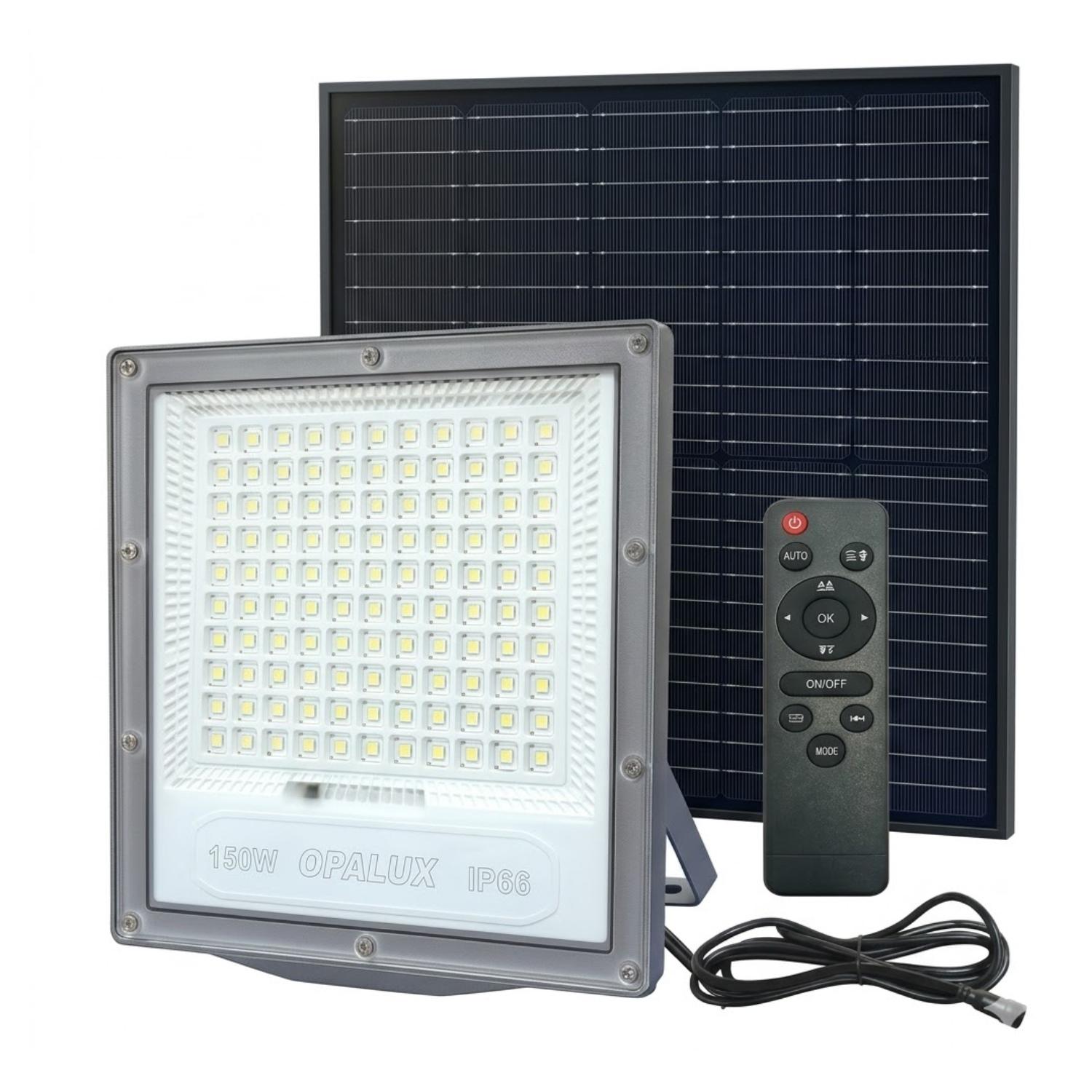 REFLECTOR LED 150W CON PANEL SOLAR TRICOLOR OPALUX - 1