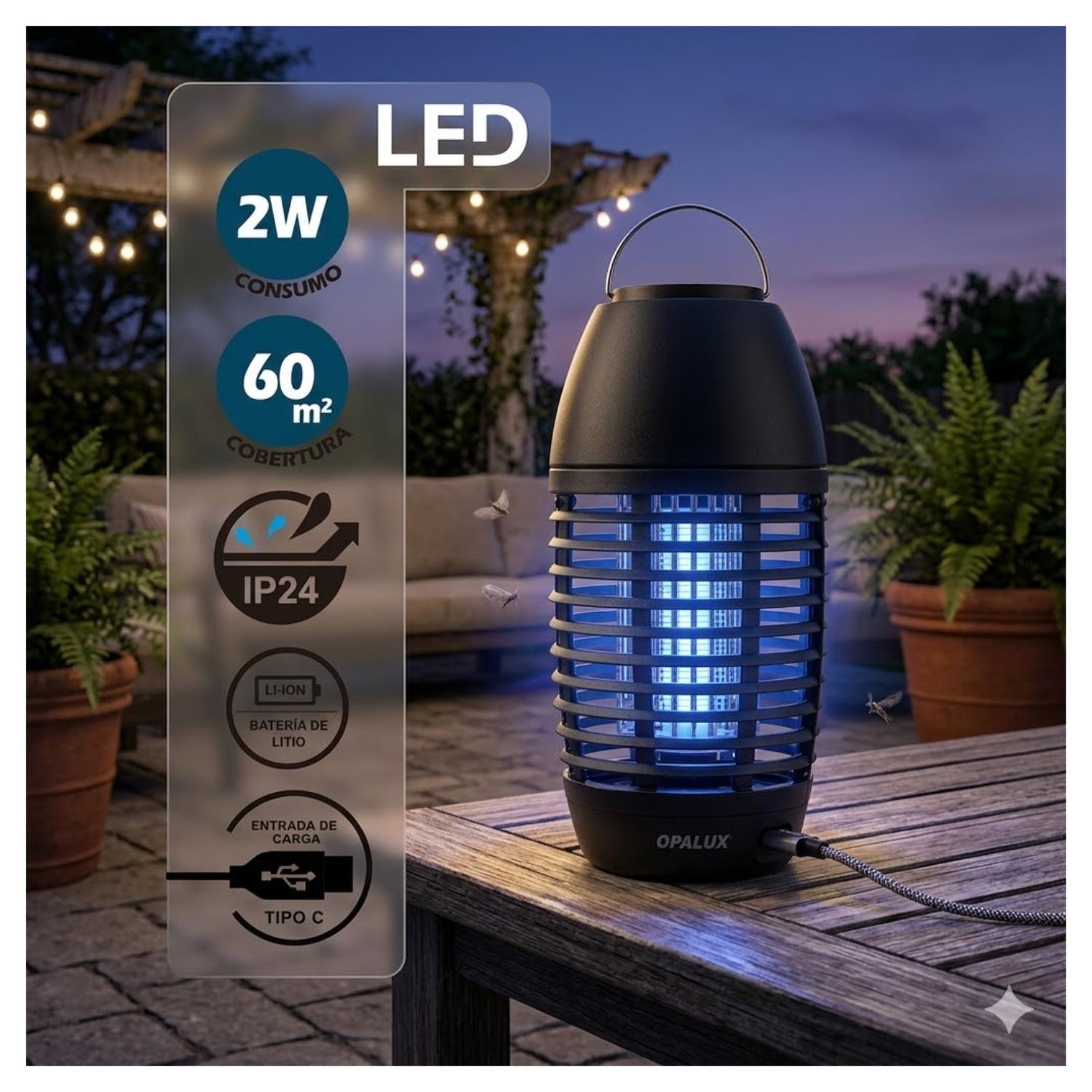 INSECTOCUTOR RECARGABLE 2W 60M2 OPALUX - 2