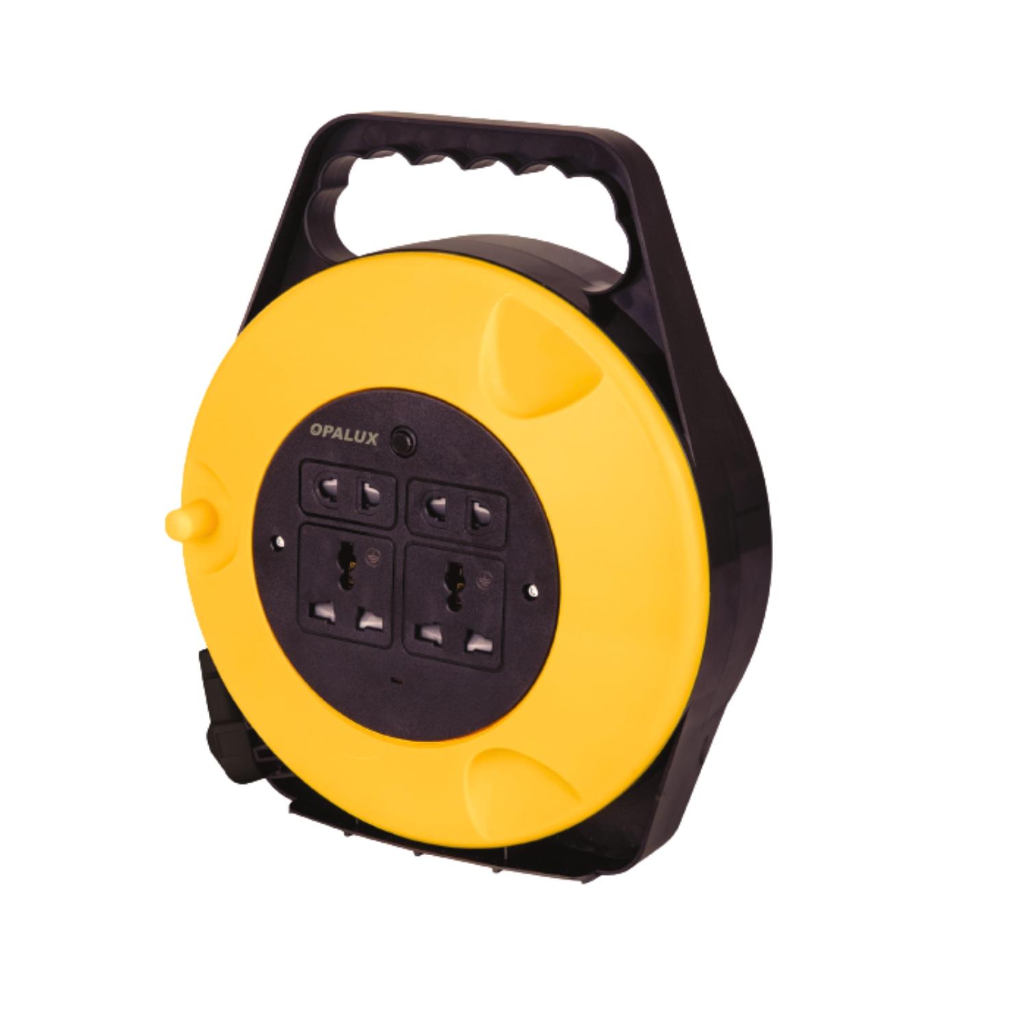 CARRETE DE CABLE PORTATIL 10 METROS CON 4 SALIDAS OPALUX - 5