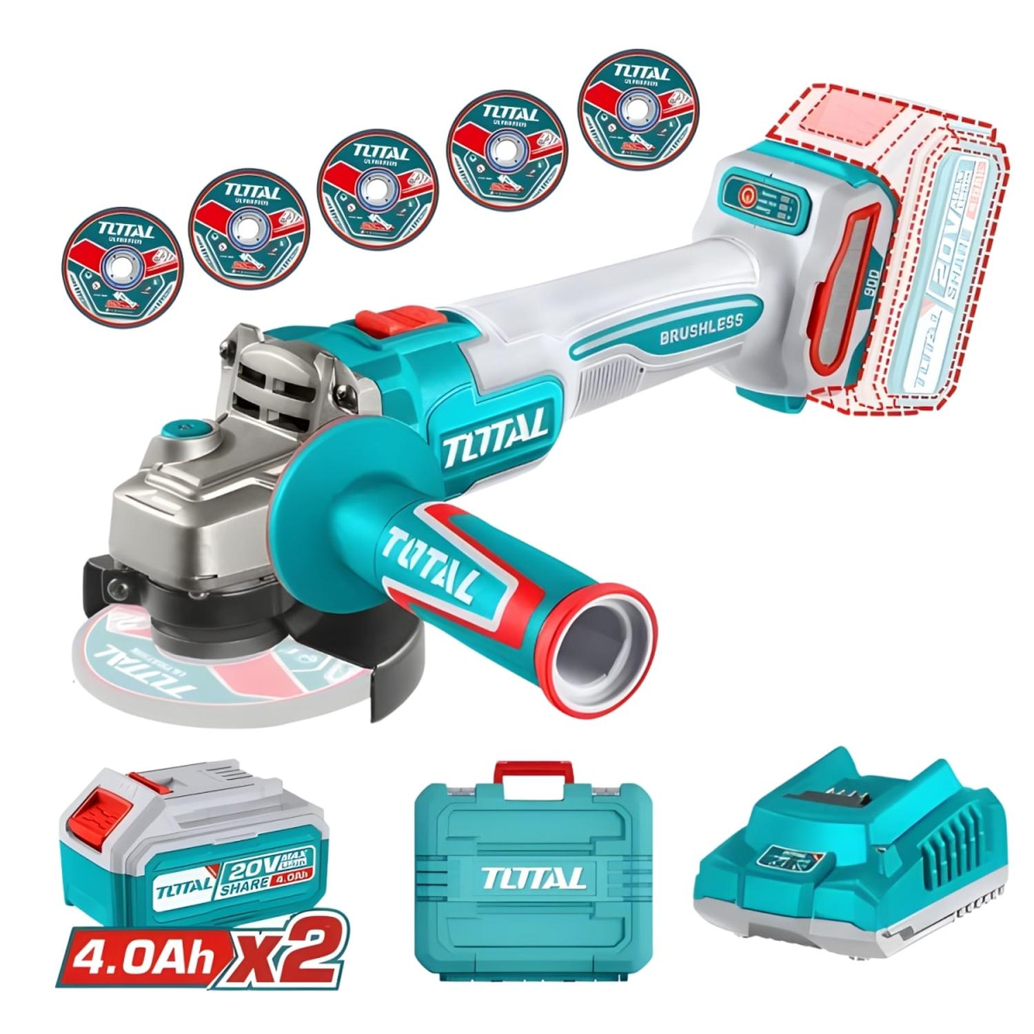 AMOLADORA 4 1/2' 900W + 2 BATERÍAS 4AH Y CARGADOR TOTAL - 1