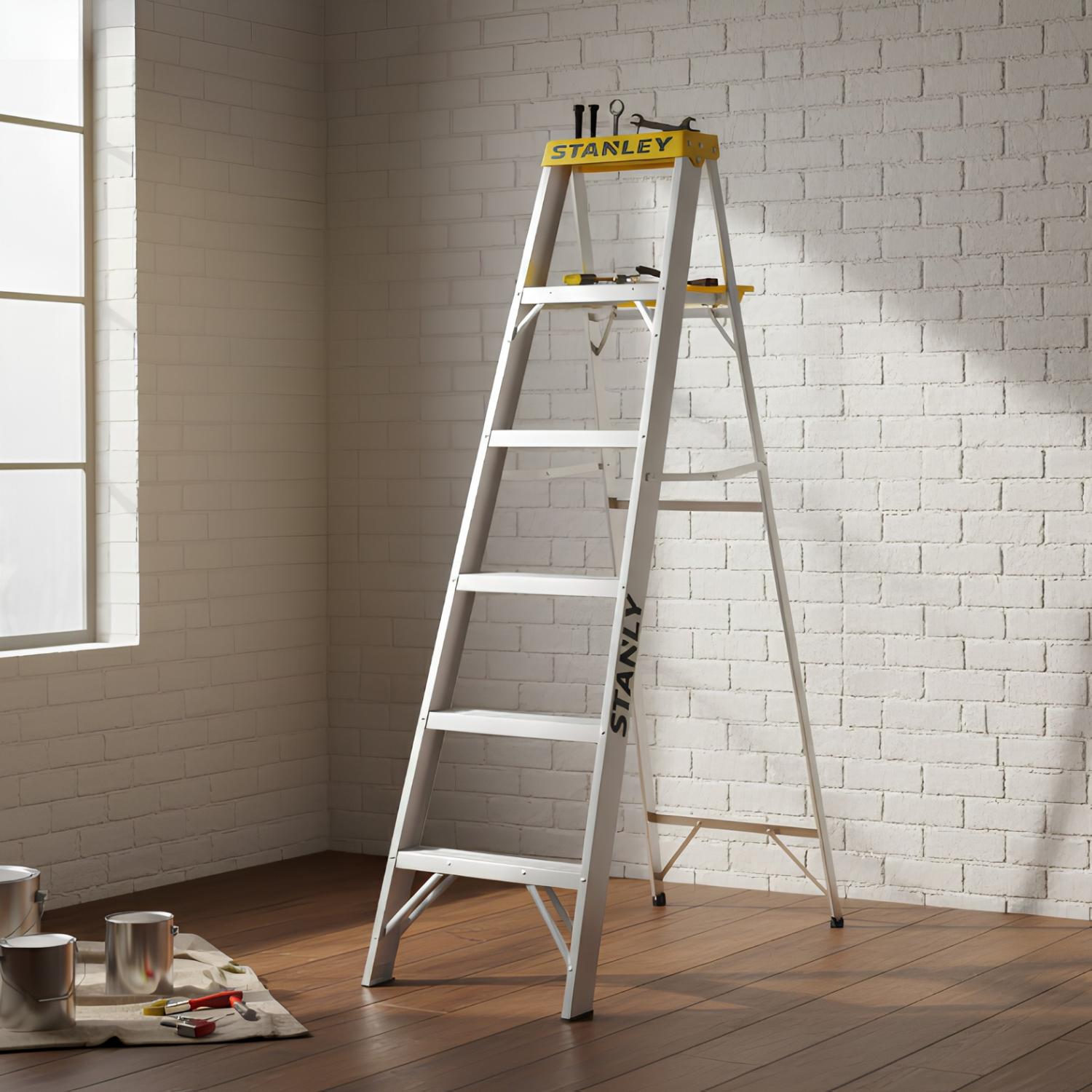 ESCALERA TIPO TIJERA DE ALUMINIO 5 PELDAÑOS STANLEY - 2