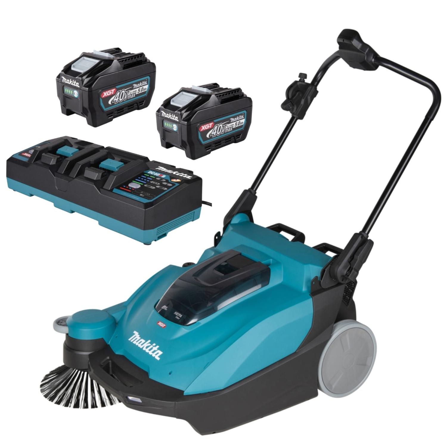 BARREDORA ASPIRADORA 40V XGT + 2 BATERIAS 5AH MAKITA - 1