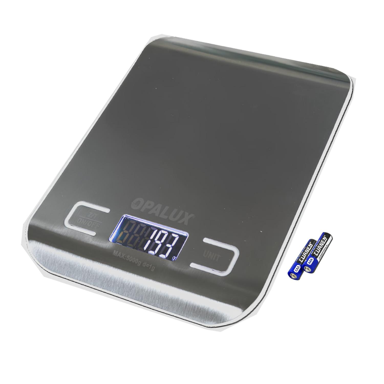BALANZA DIGITAL ACERADO PARA COCINA SOPORTA 5KG OPALUX - 1