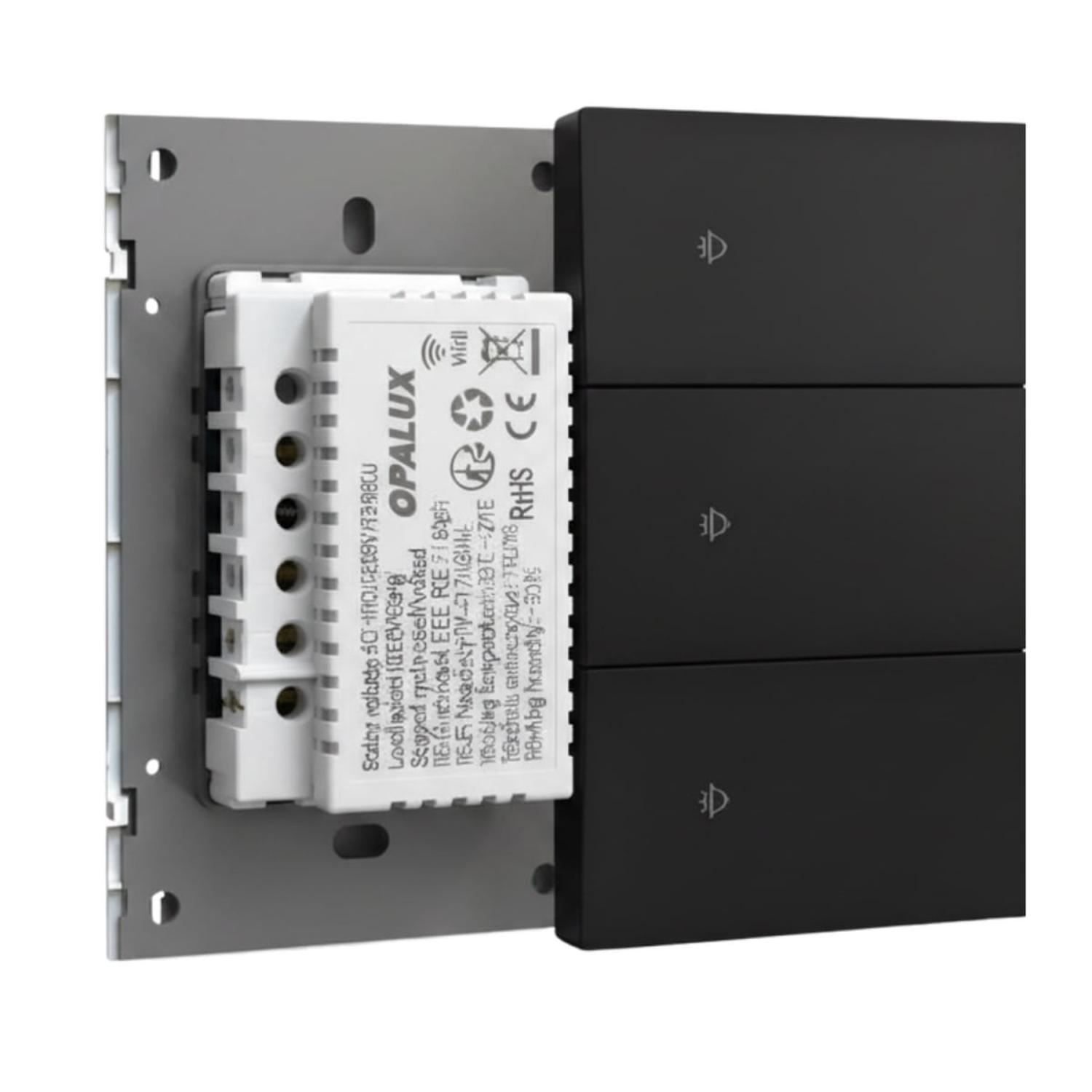 INTERRUPTOR TRIPLE INTELIGENTE SMART WIFI COLOR NEGRO OPALUX - 4