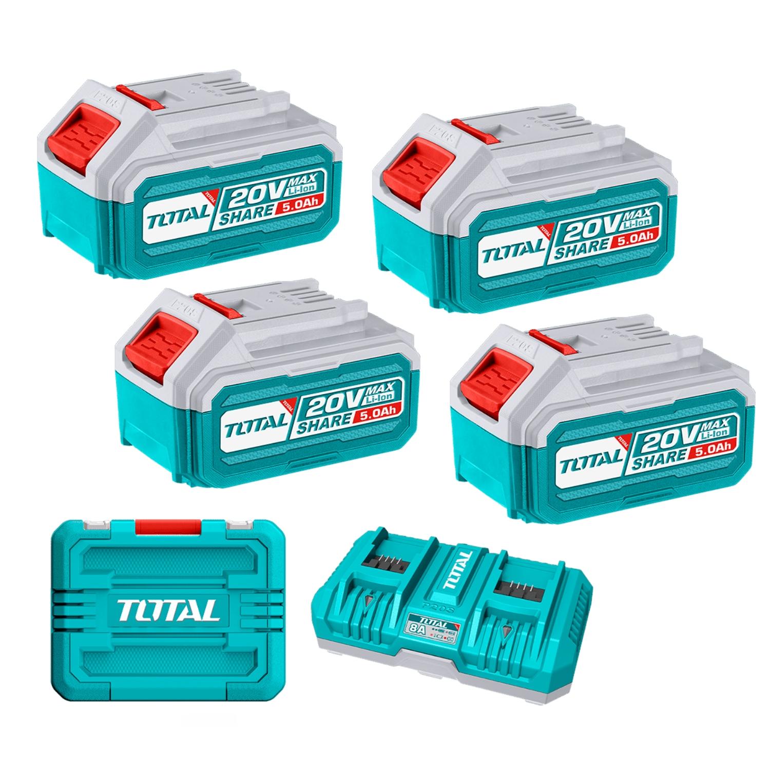COMBO 4 BATERIAS 5AH + CARGADOR DOBLE TOTAL - 1