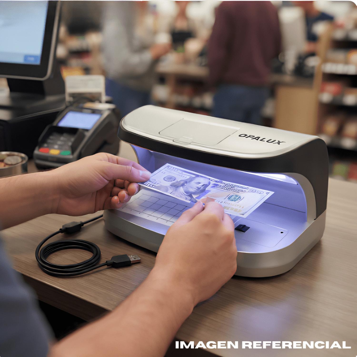 DETECTOR DE BILLETES FALSOS RECARGABLE CON LUPA UV OPALUX - 3