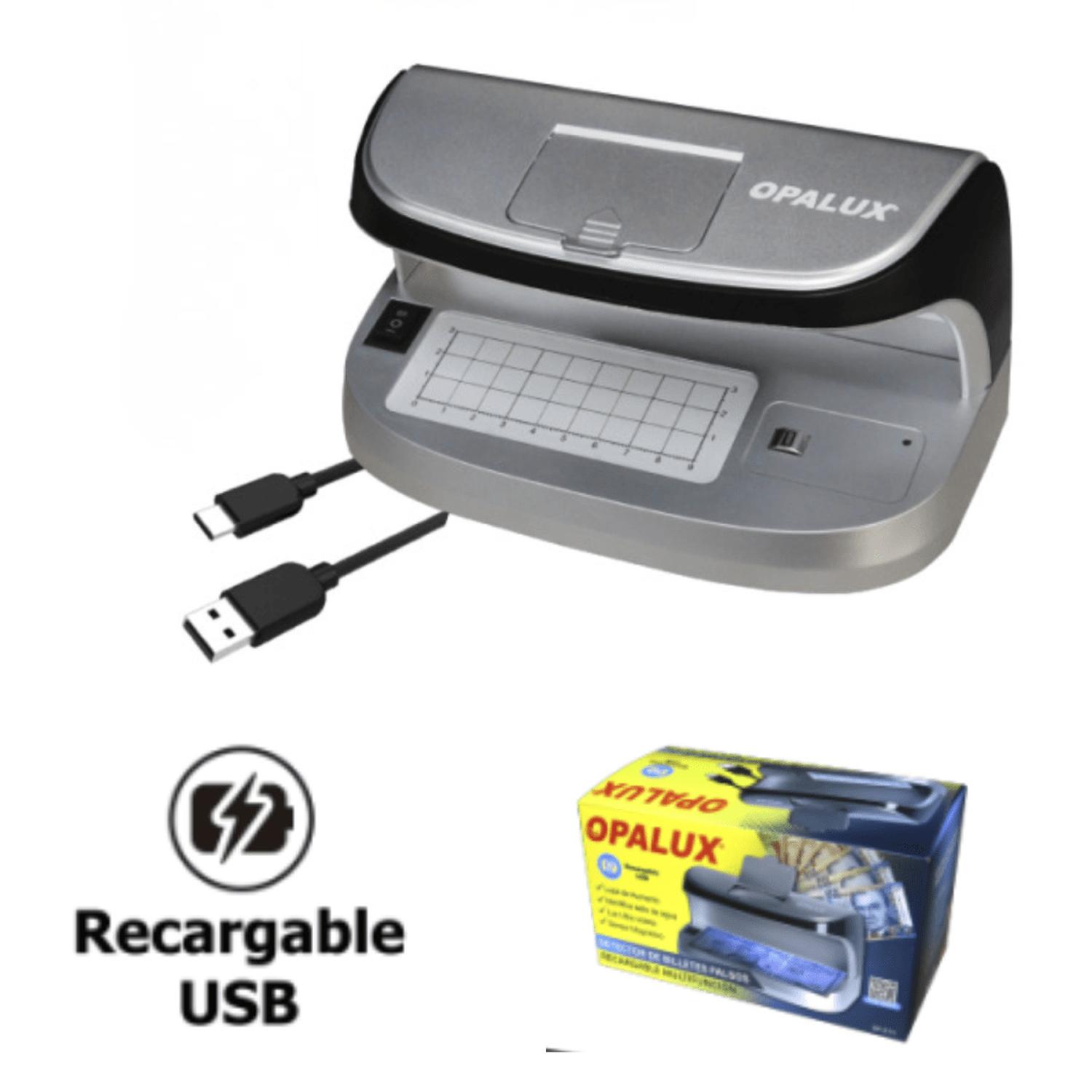 DETECTOR DE BILLETES FALSOS RECARGABLE CON LUPA UV OPALUX - 5