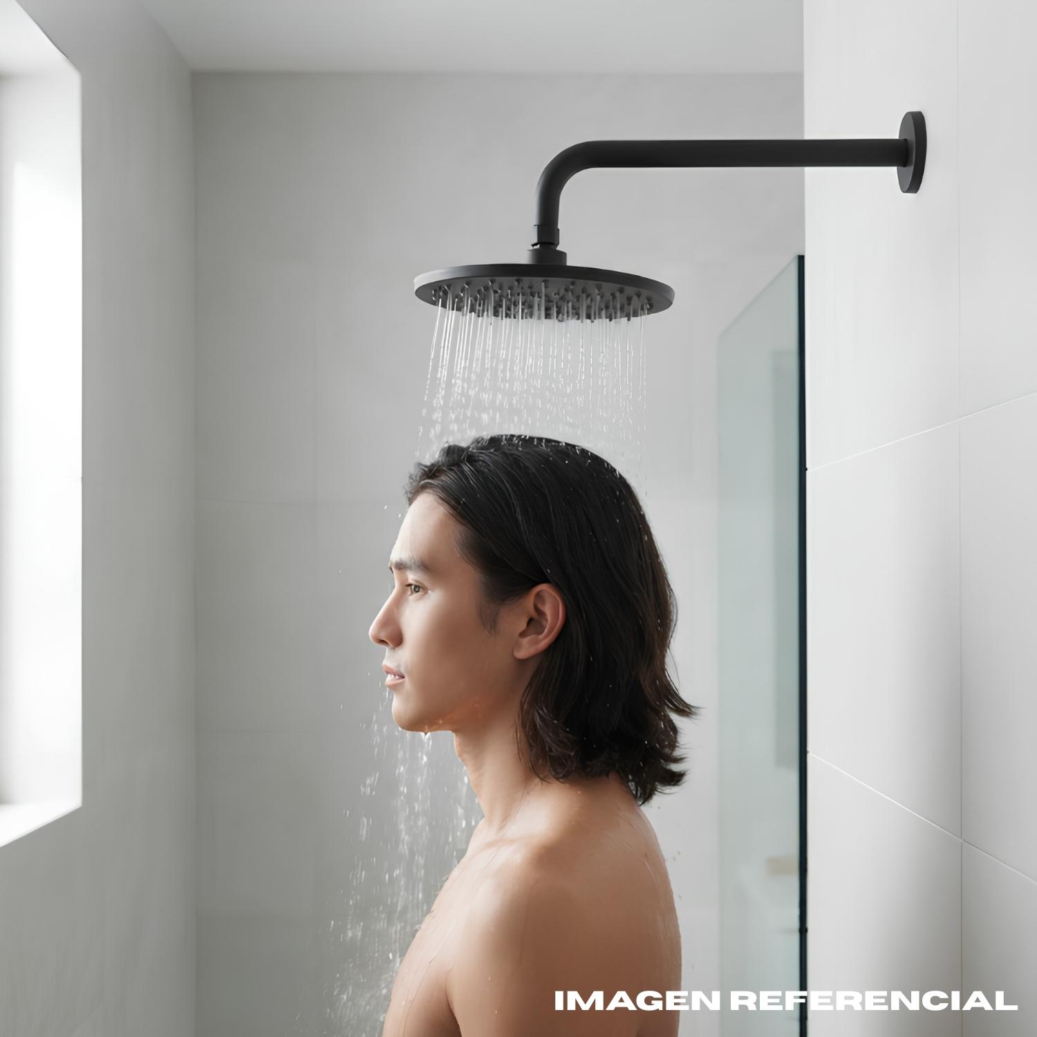 CABEZA PARA DUCHA CIRCULAR NEGRO 8 PULGADAS CON BRAZO FRATELLI - 3