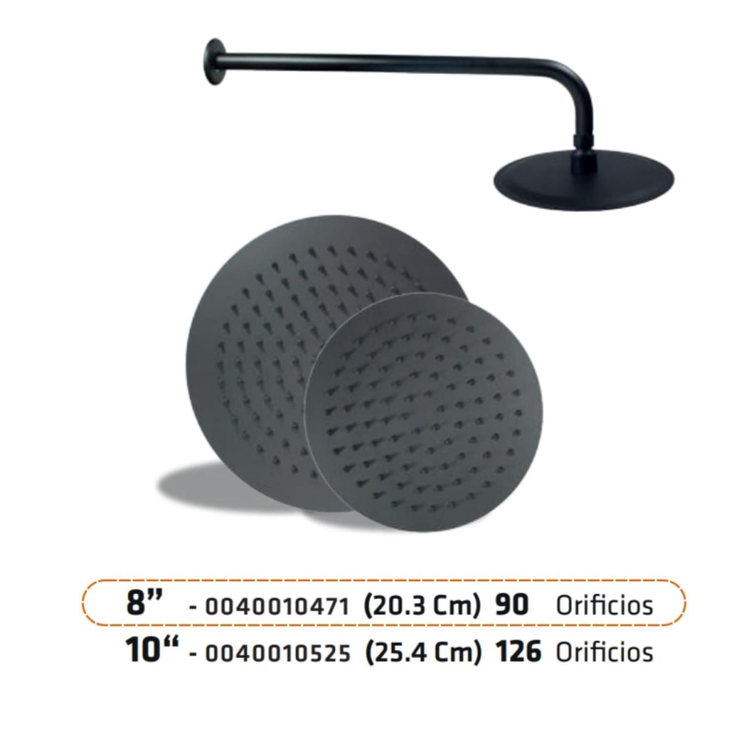 CABEZA PARA DUCHA CIRCULAR NEGRO 8 PULGADAS CON BRAZO FRATELLI - 7