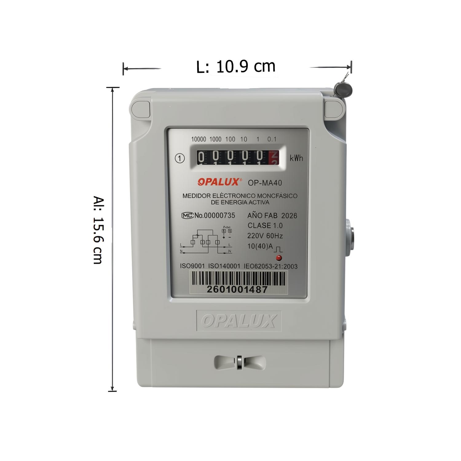 MEDIDOR DE ENERGIA MONOFASICO ANALOGICO OPALUX - 5
