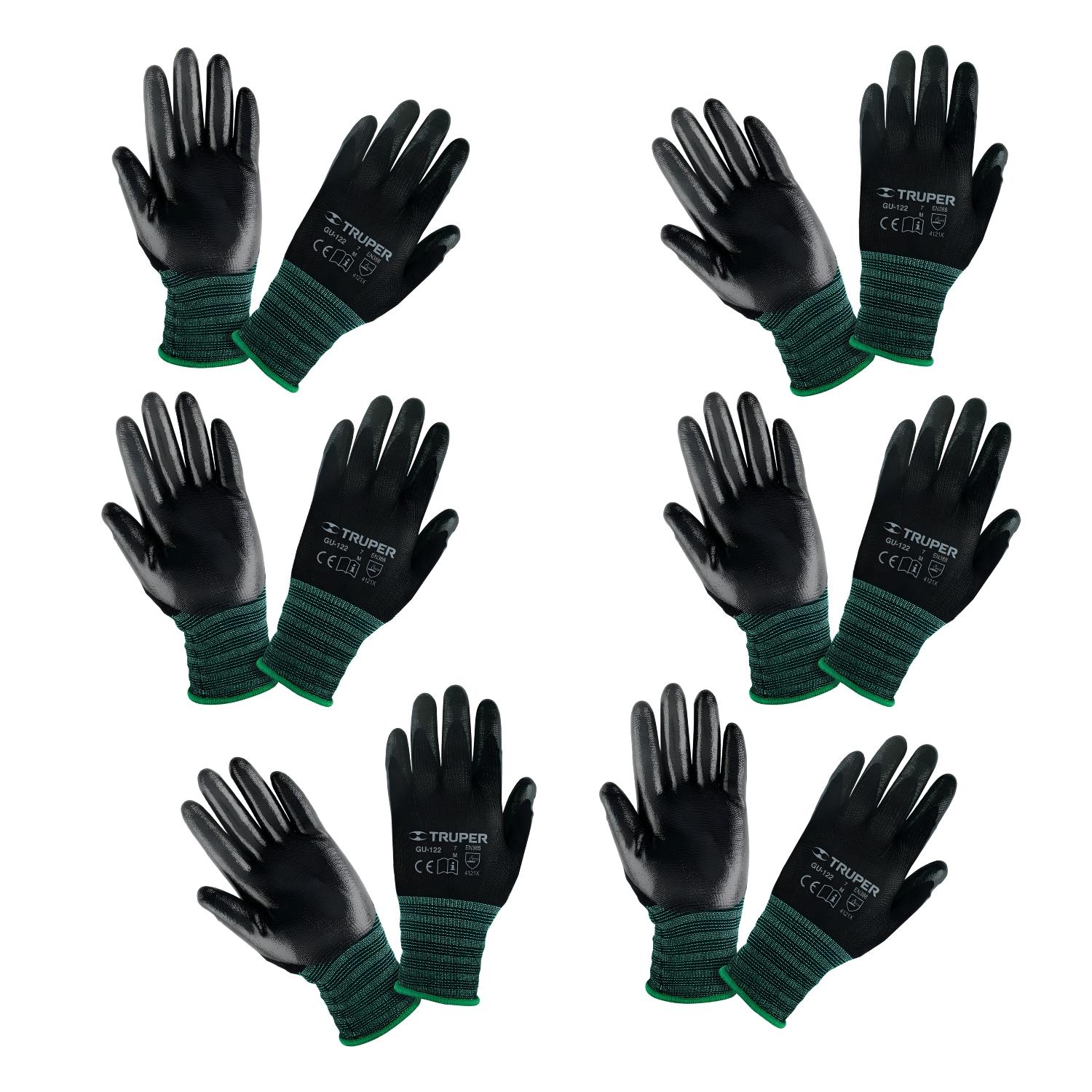 GUANTES DE NYLON DE NITRILO TALLA M 6 UNIDADES TRUPER - 1