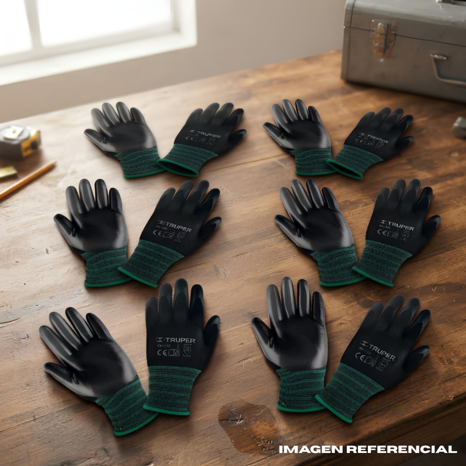 GUANTES DE NYLON DE NITRILO TALLA M 6 UNIDADES TRUPER - 2