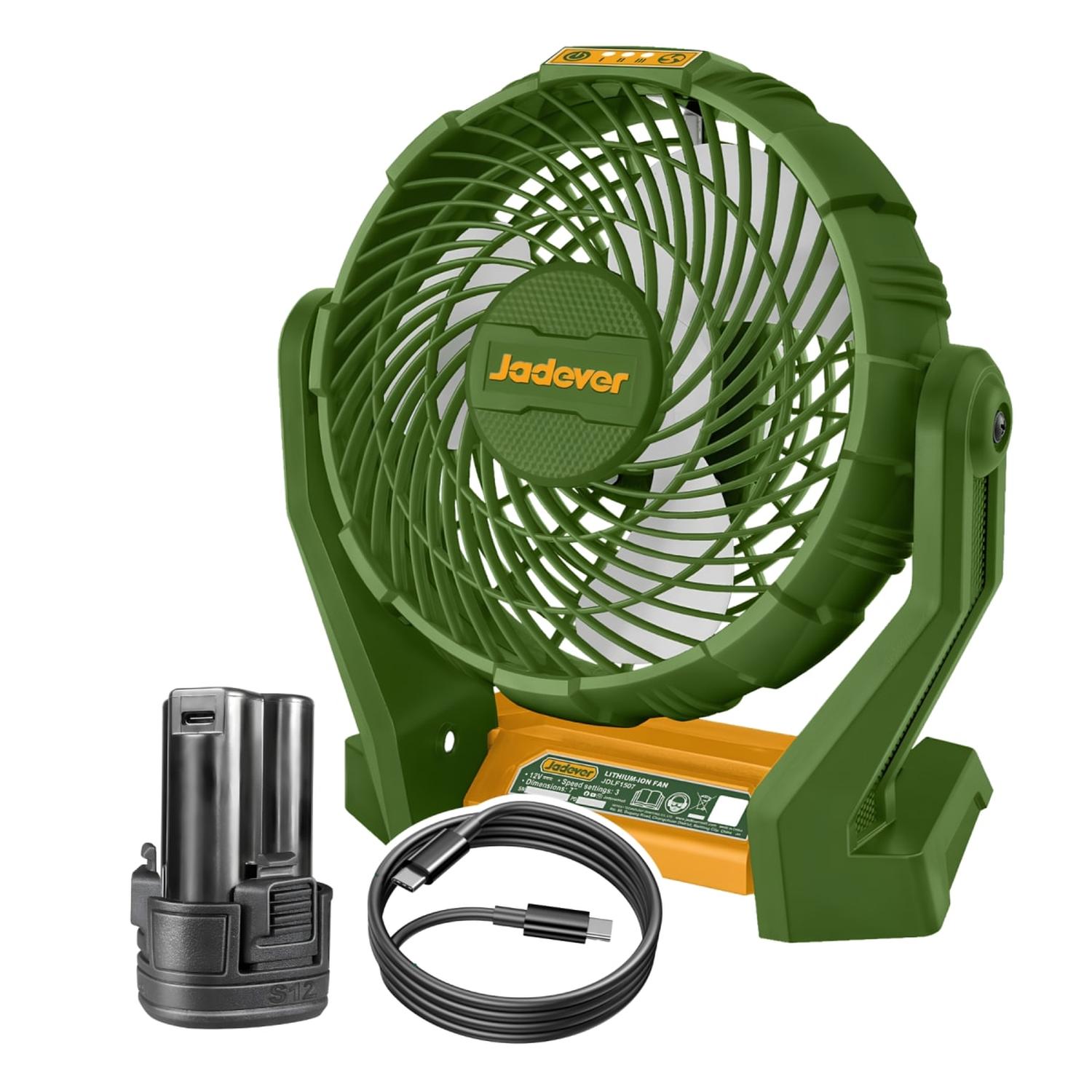 VENTILADOR 7' 12V + BATERIA + CABLE TIPO C JADEVER - 1