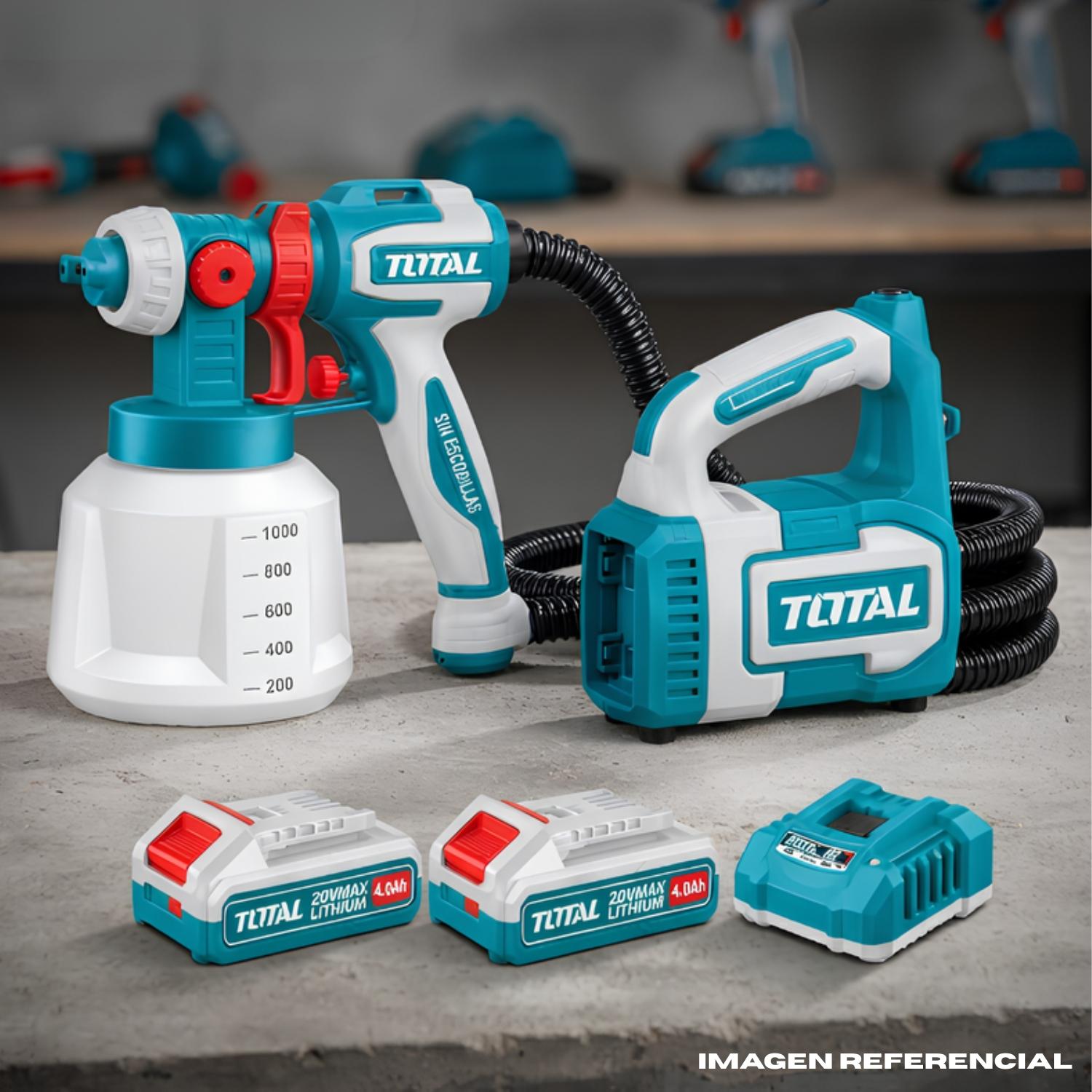 PISTOLA PARA PINTAR 20V 1000ML + 2BAT 4AH TABLESS TOTAL - 2