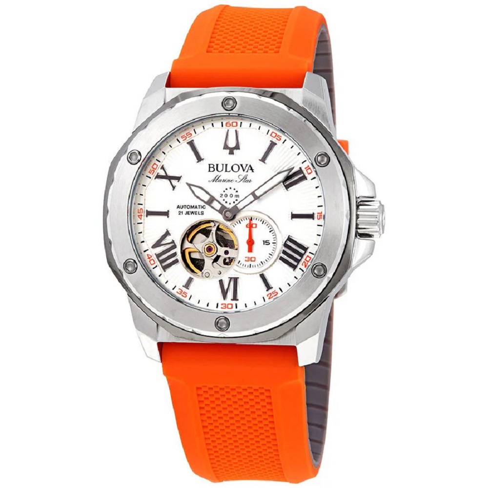 RELOJ BULOVA MARINE STAR AUTOMATICO NARANJA - 2