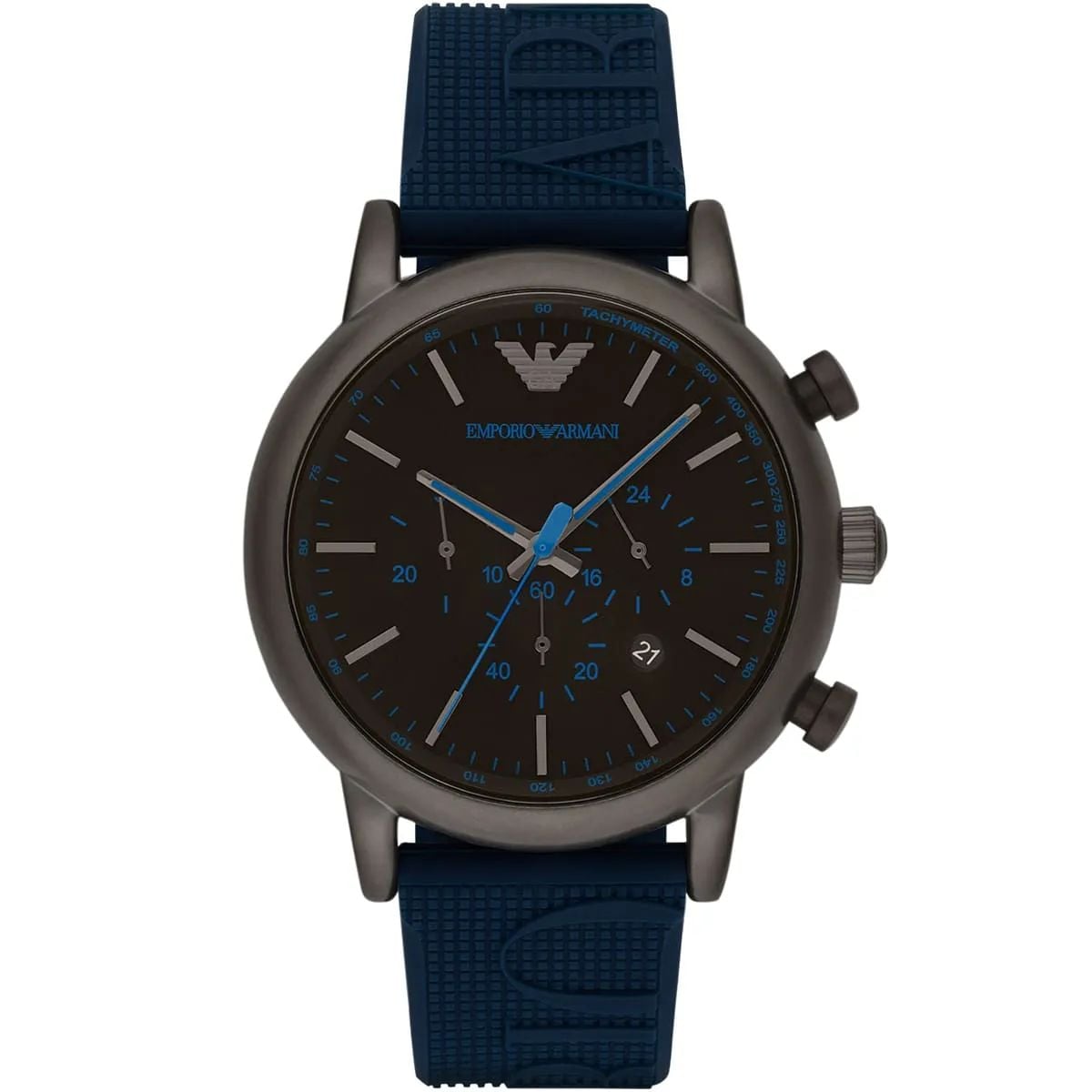 RELOJ EMPORIO ARMANI AZUL CRONOGRAFO CORREA SILICONA - 1