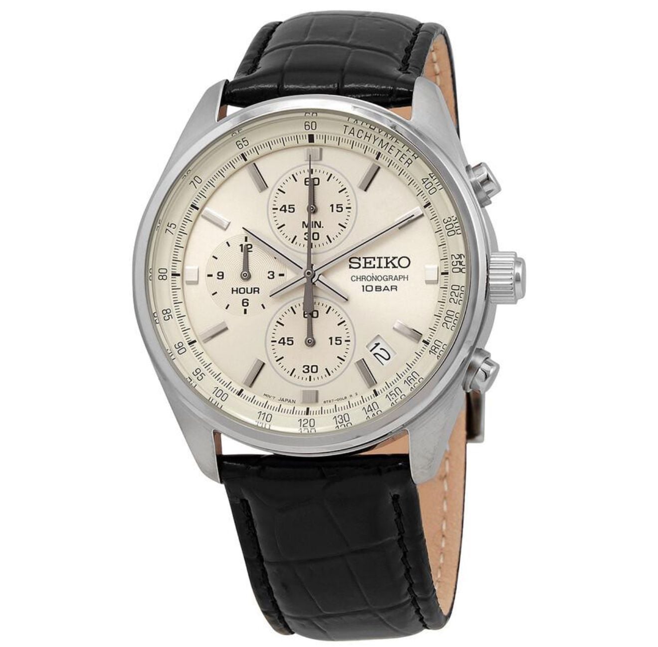 RELOJ SEIKO CHRONO CORREA CUERO CARATURA CHAMPAN - 1