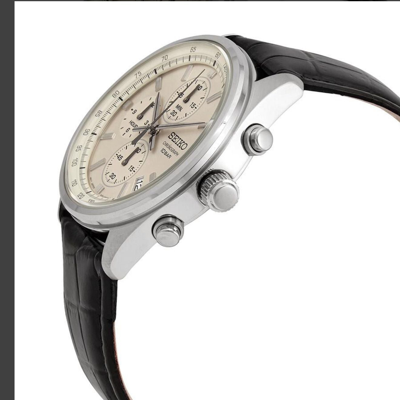 RELOJ SEIKO CHRONO CORREA CUERO CARATURA CHAMPAN - 3