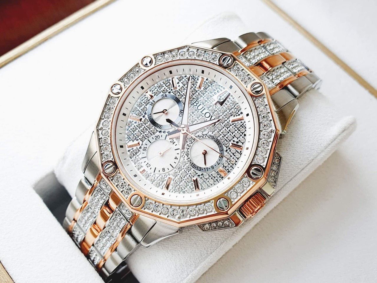 RELOJ BULOVA OCTAVA PLATEADO CON ORO ROSA - 3